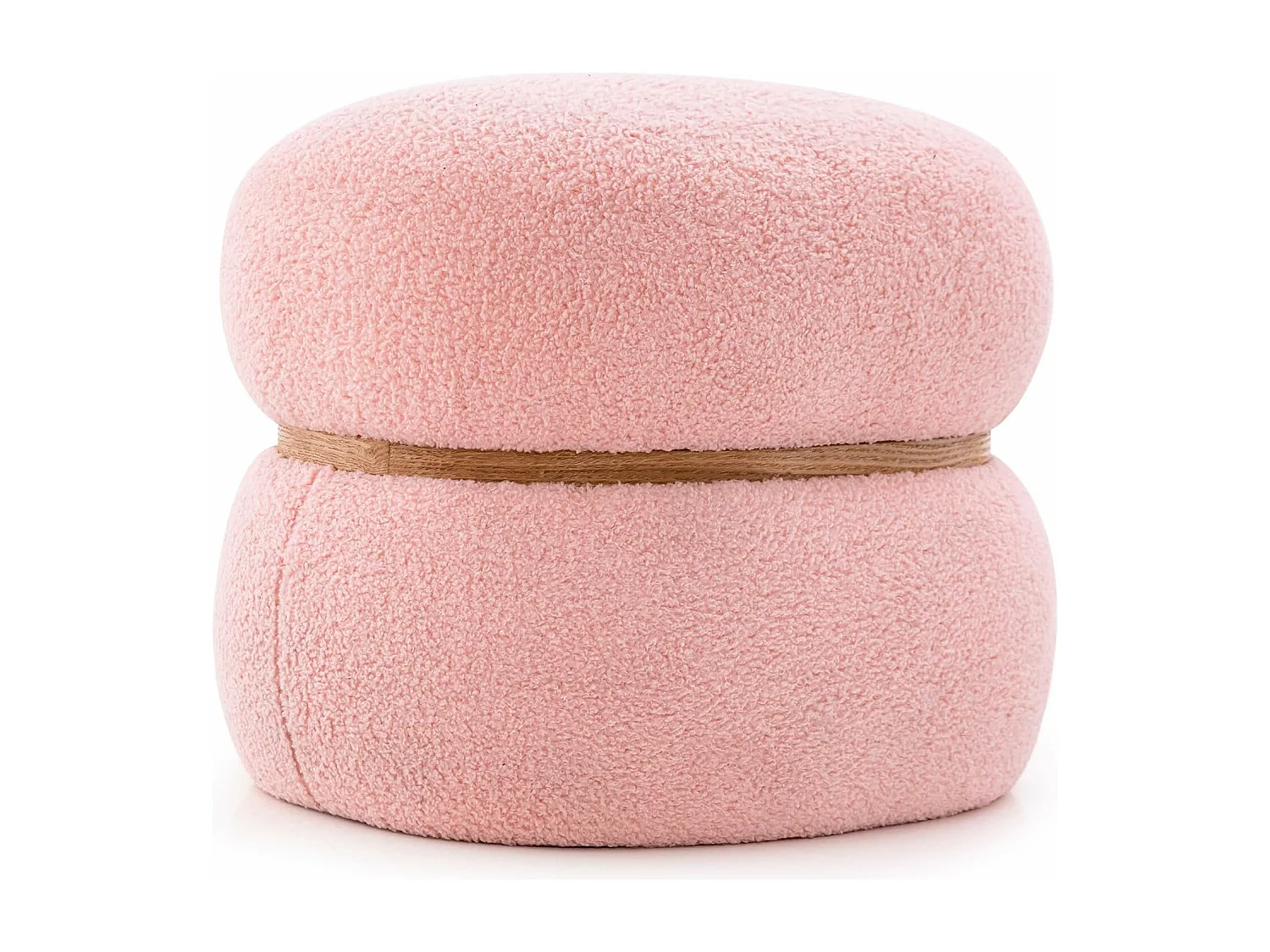 Sitzhocker oval, Schminkhocker gepolsert aus Sherpa mit rutschfeste Fußpolster, Ottomane Samthocker für Eingang Wohnzimmer, 44 x 35 x 35 cm, Rosa