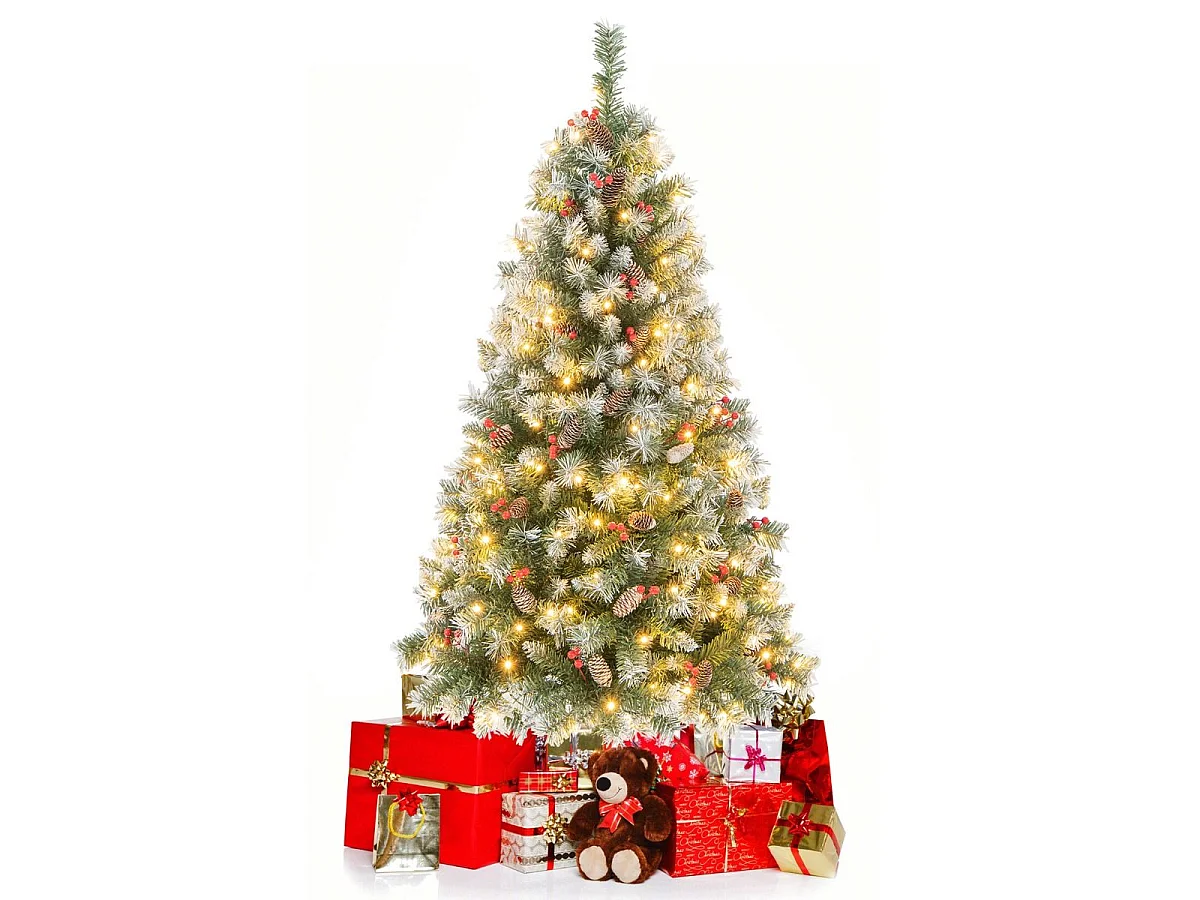 Sapin de Noël artificiel avec guirlande lumineuse LED, 150 cm