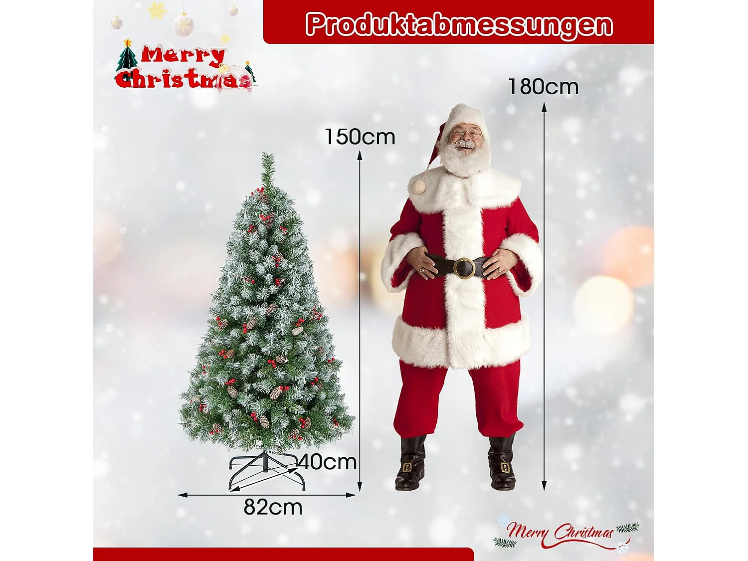 Sapin de Noël artificiel avec guirlande lumineuse LED, 150 cm