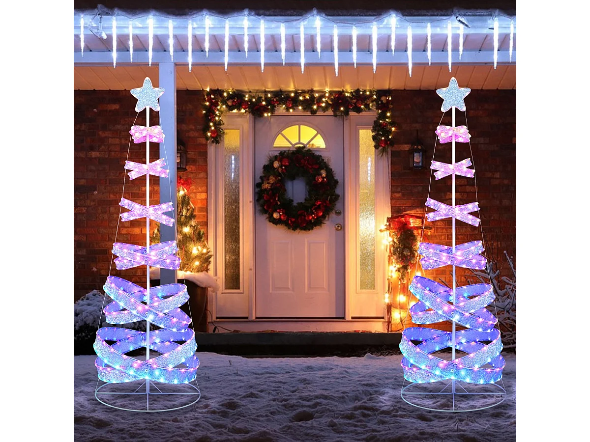 Albero di Natale a spirale con luci LED da 210 cm