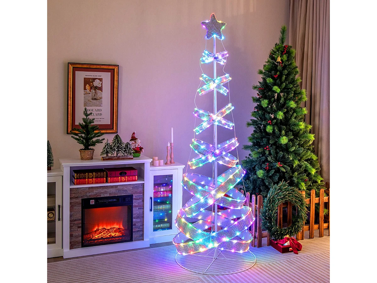 Albero di Natale a spirale con luci LED da 210 cm