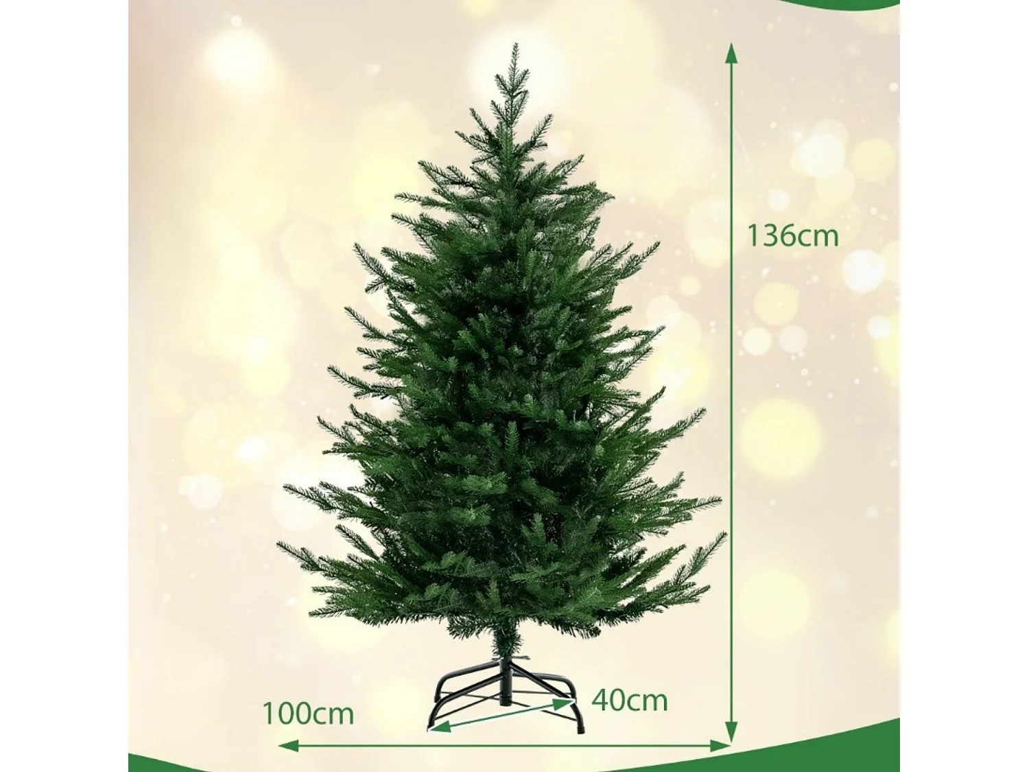 Albero di Natale artificiale con luci a LED, 136 cm