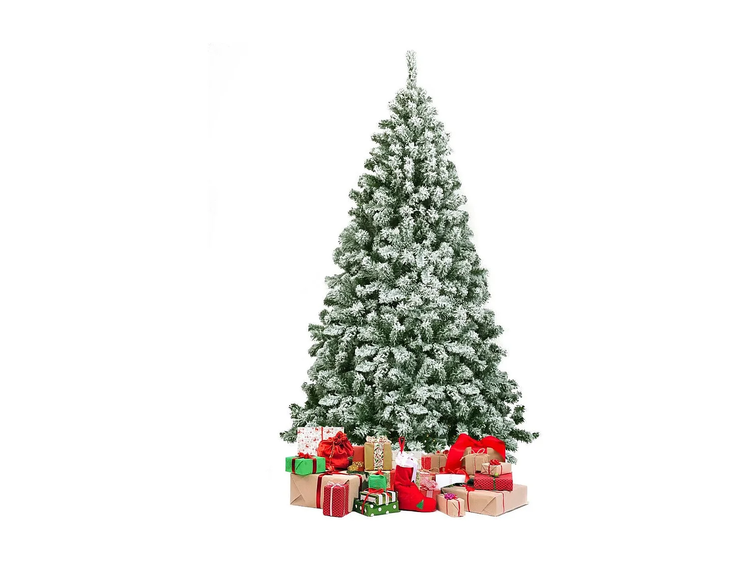 Abete artificiale innevato con aghi in PVC di alta qualità, Albero di Natale 180cm con solida base di metallo