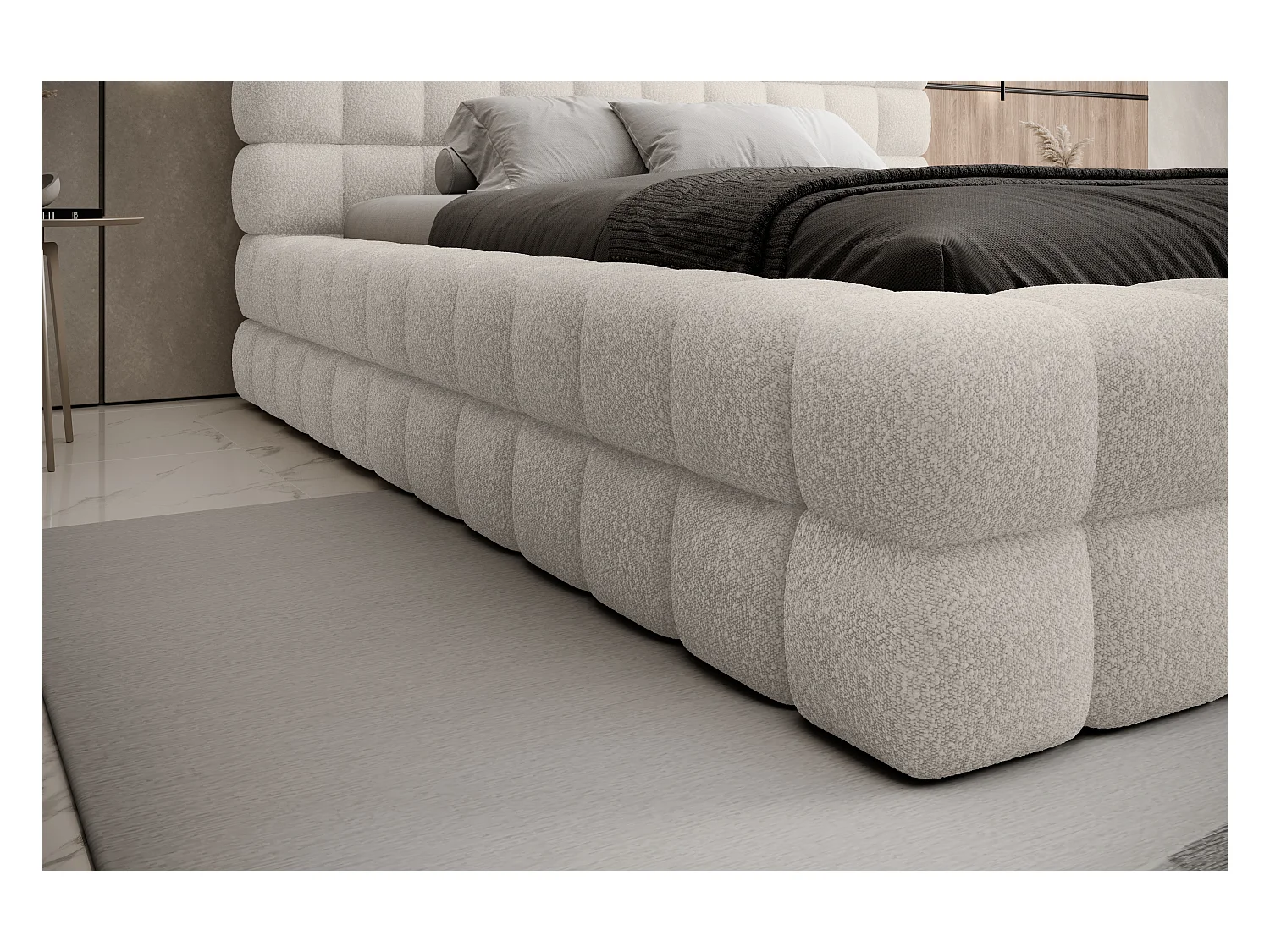 Lit Dario M (160x200)/Tissu/inclut Matelas/Blanc/Roy1