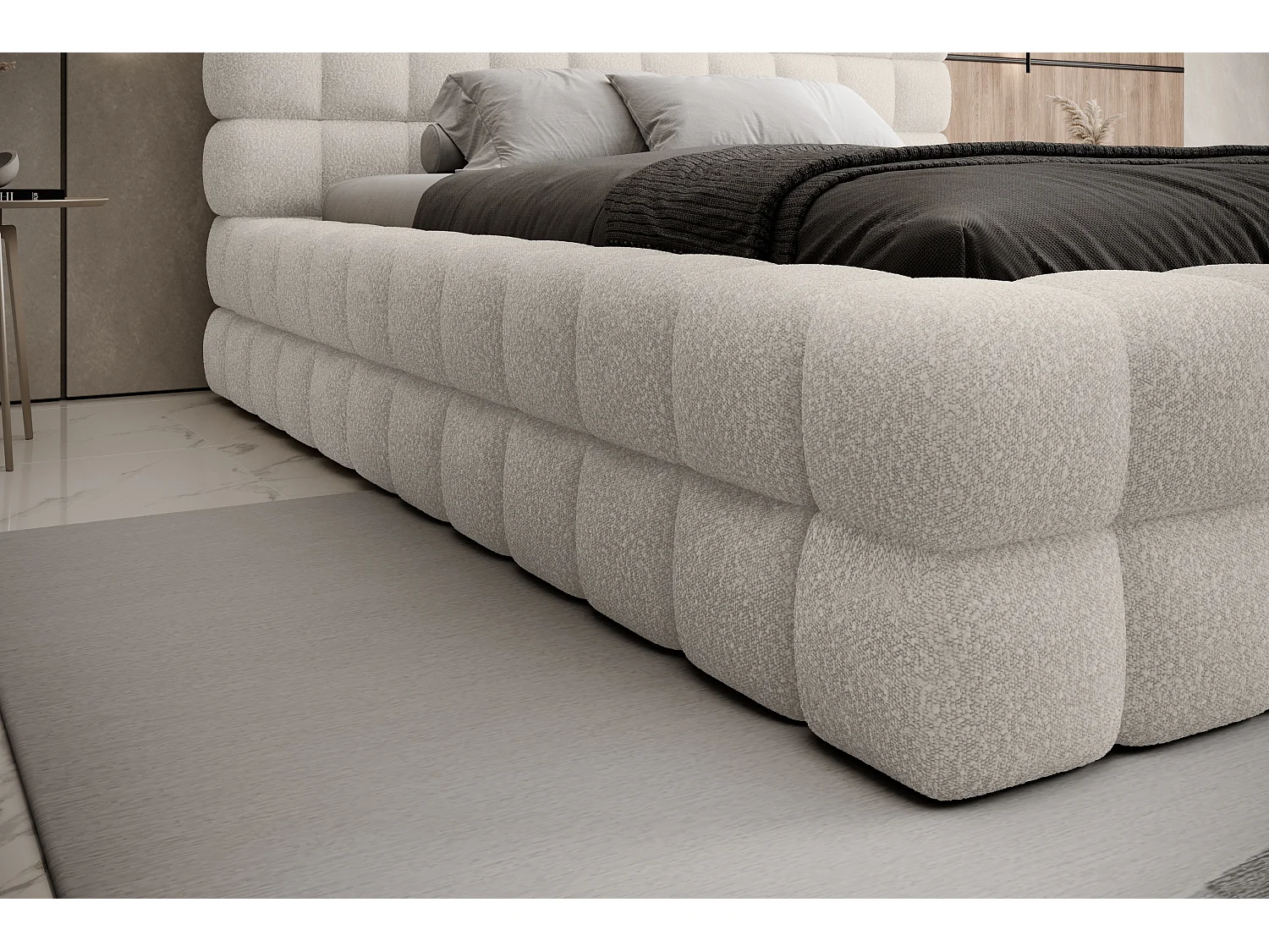 Lit Dario M (160x200)/Tissu/inclut Matelas/Blanc/Roy1