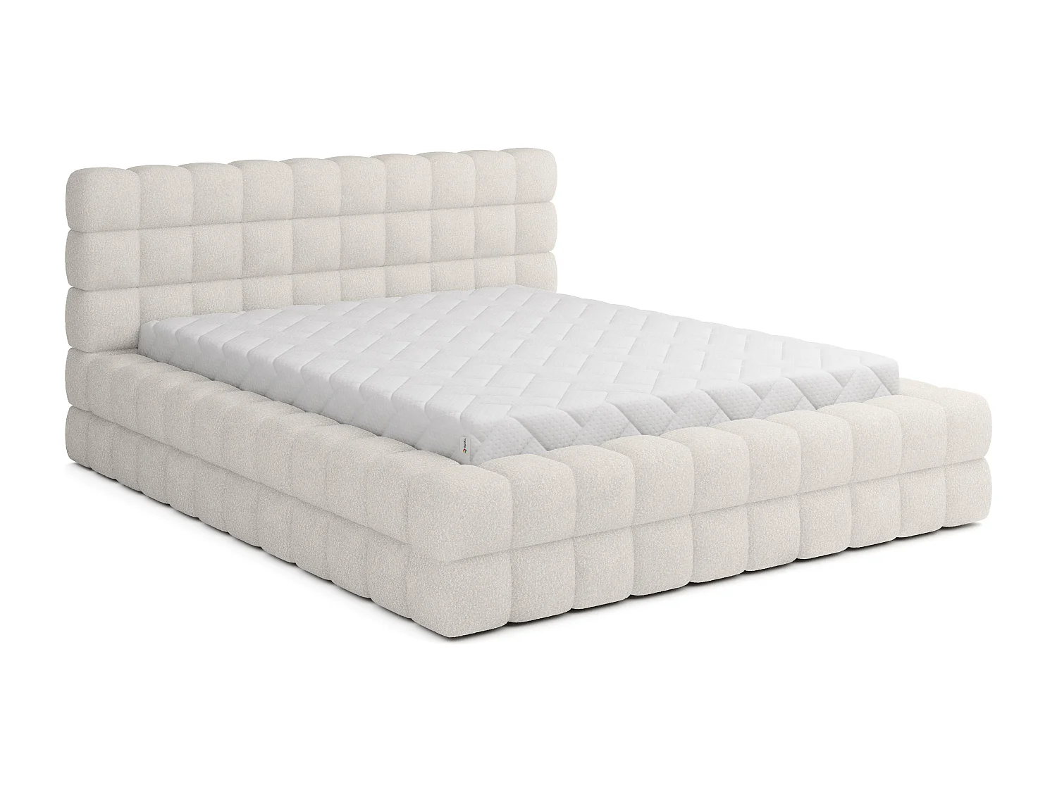 Lit Dario M (160x200)/Tissu/inclut Matelas/Blanc/Roy1