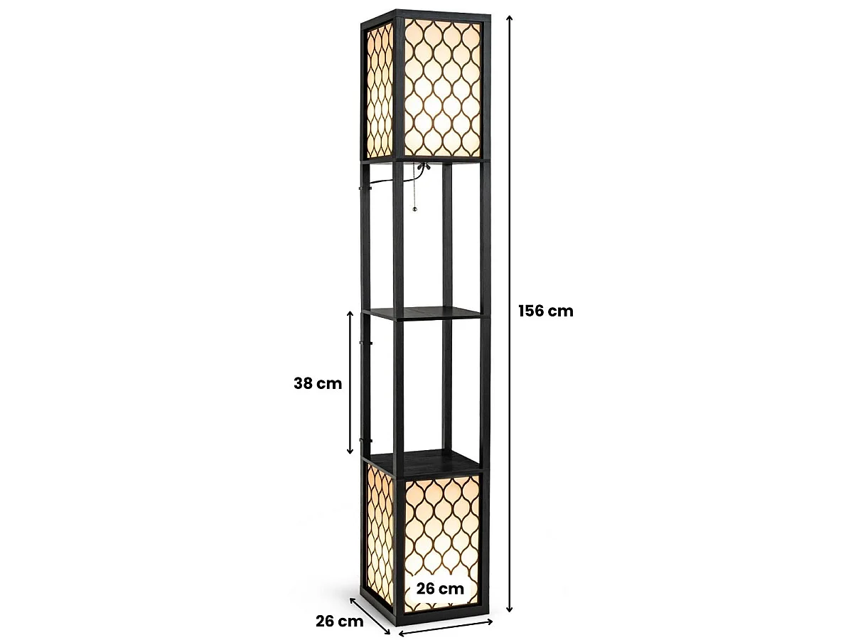 Stehlampe mit 2 Ablagen, 26 x 26 x 156 cm