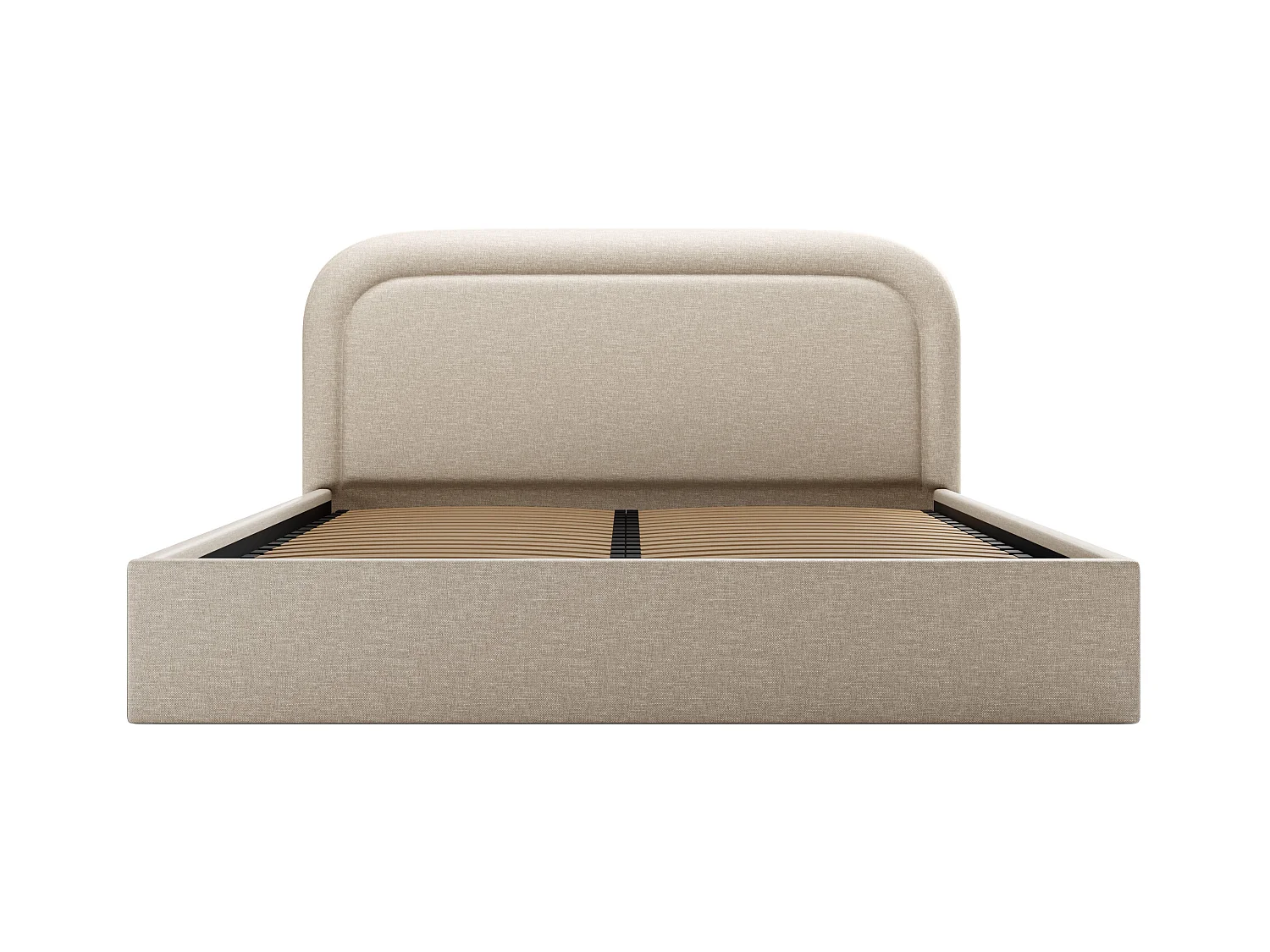 Bed met opbergruimte 180 x 200 cm - Gevlamde stof - Beige + matras - FIREZA