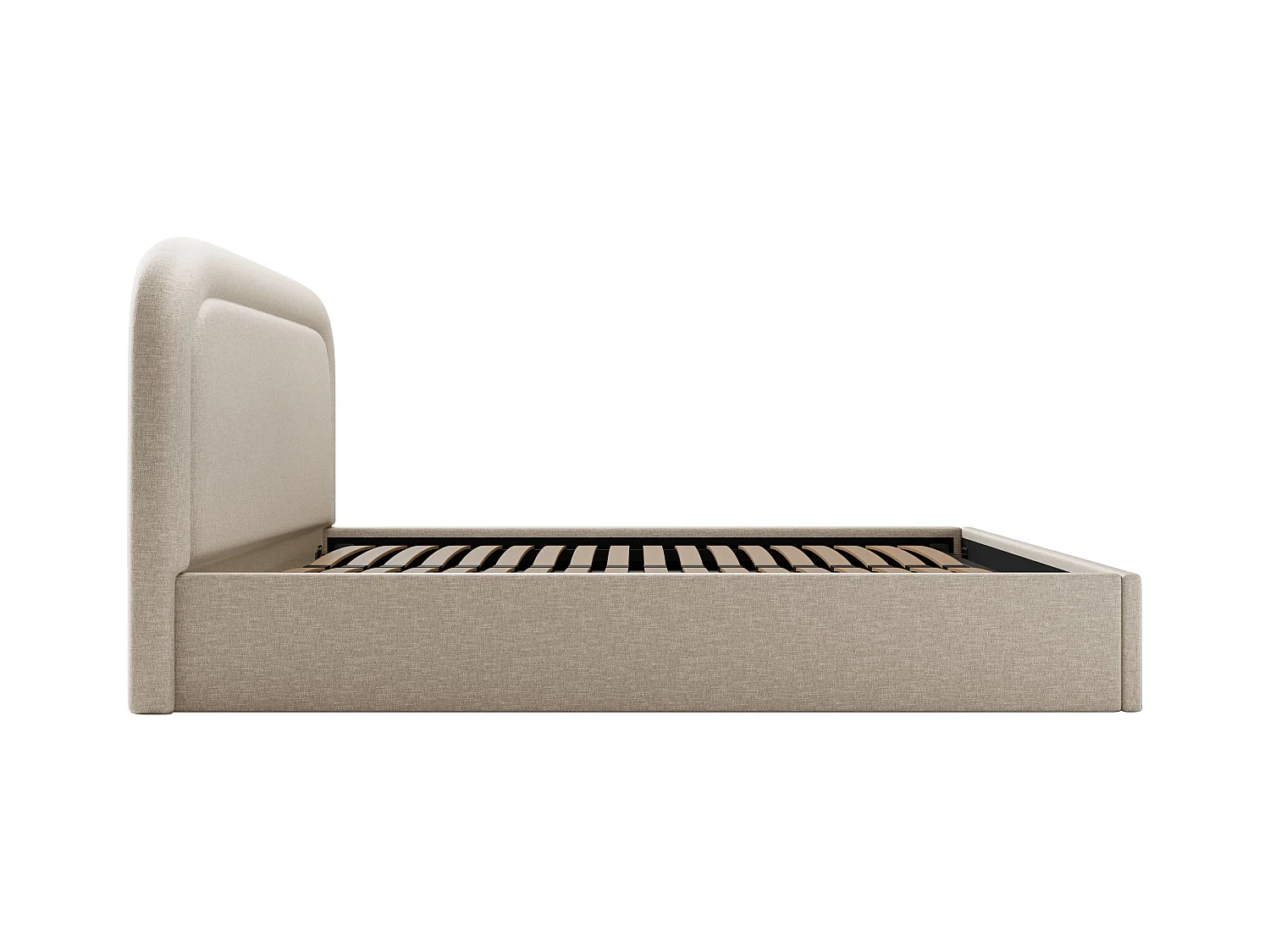 Bed met opbergruimte 180 x 200 cm - Gevlamde stof - Beige + matras - FIREZA