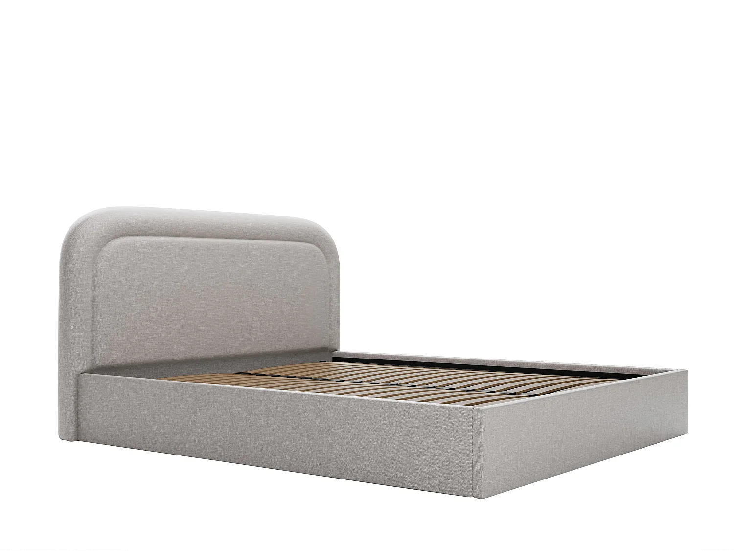 Bett mit Bettkasten - 180 x 200 cm - Melierter Stoff - Hellgrau + Matratze - FIREZA