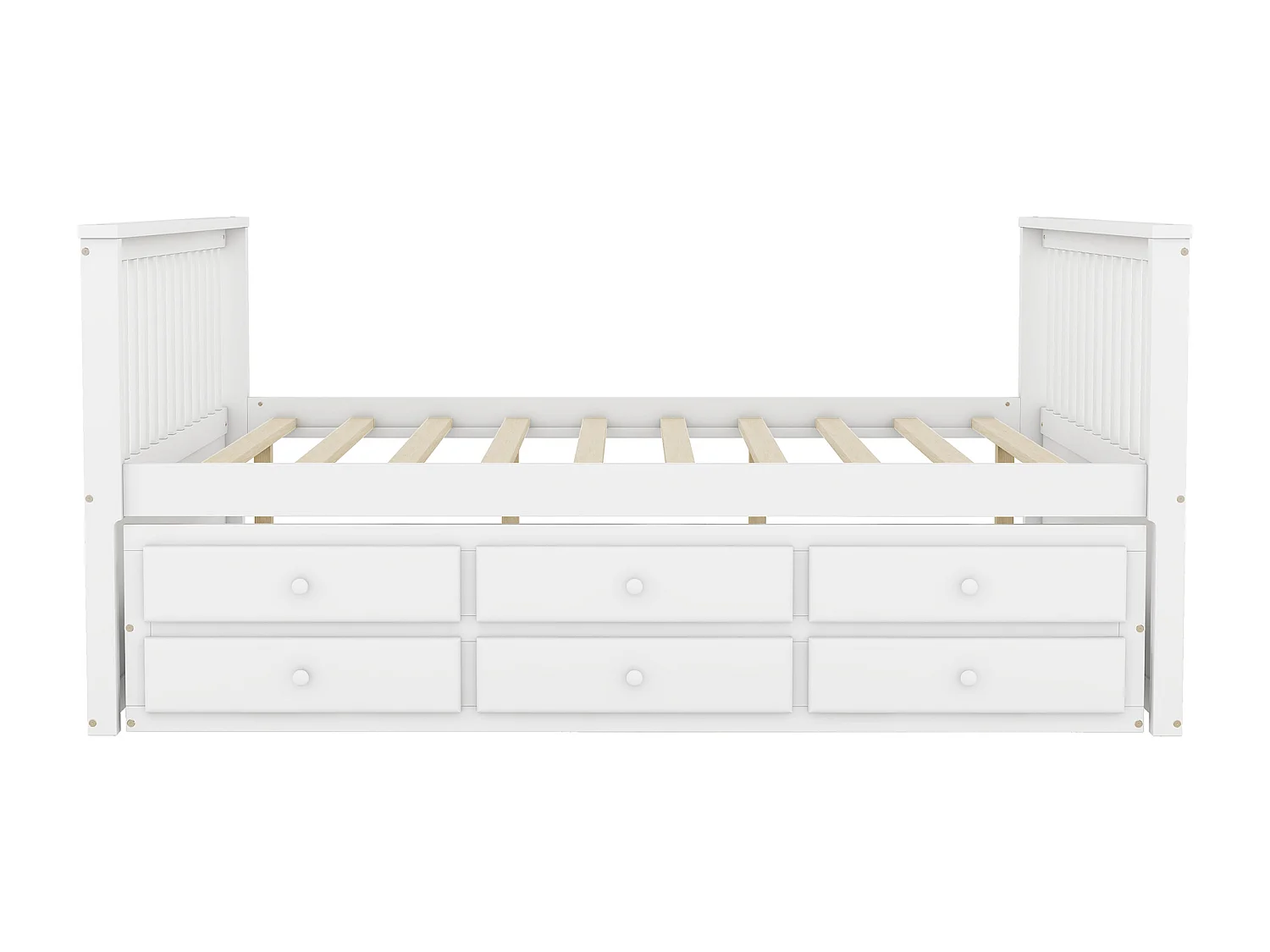 Lit en bois 140x200cm avec un lit gigogne 90x190cm - 3 tiroirs - Blanc