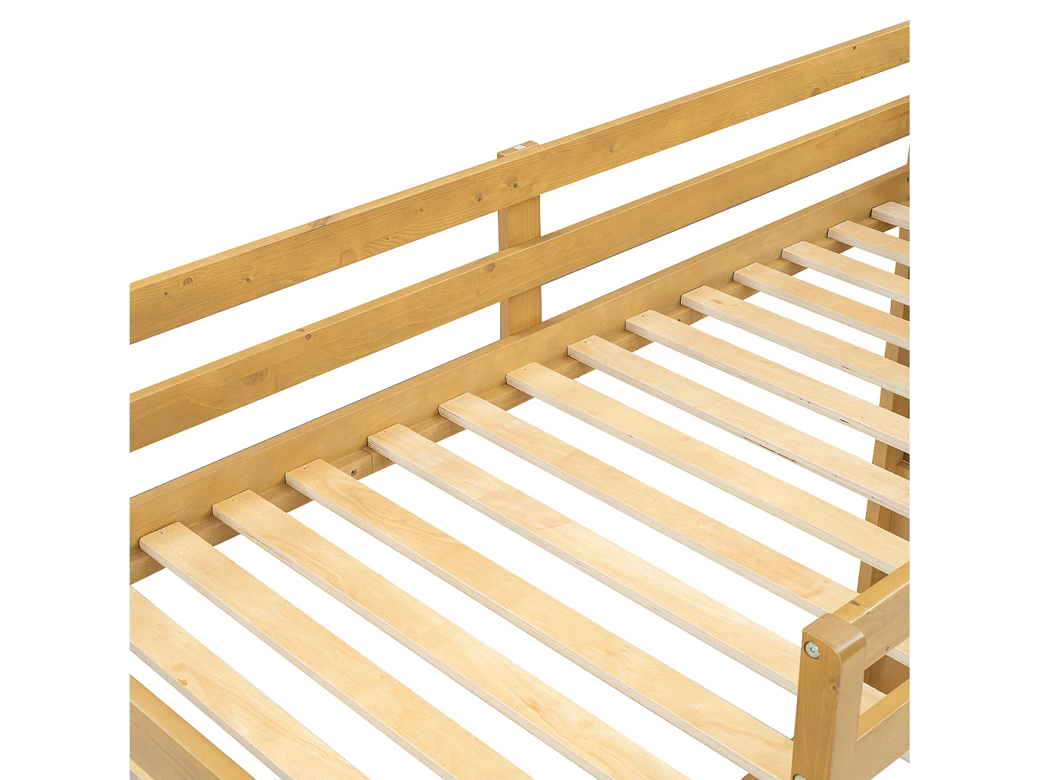 Łóżko piętrowe 90x200cm - z schodami do przechowywania i zjeżdżalnią - z drewna sosnowego i MDF - naturalne