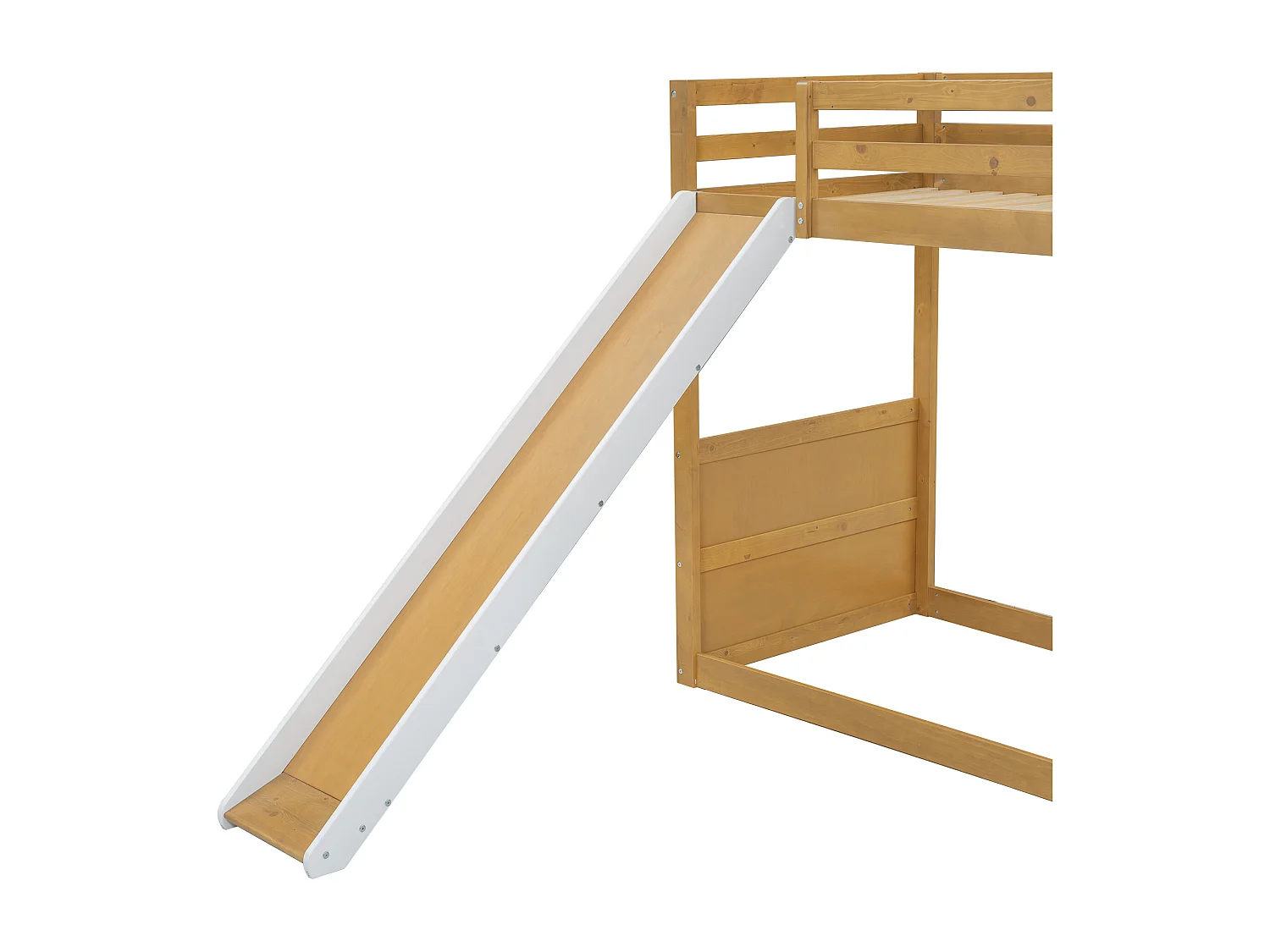 Łóżko piętrowe 90x200cm - z schodami do przechowywania i zjeżdżalnią - z drewna sosnowego i MDF - naturalne