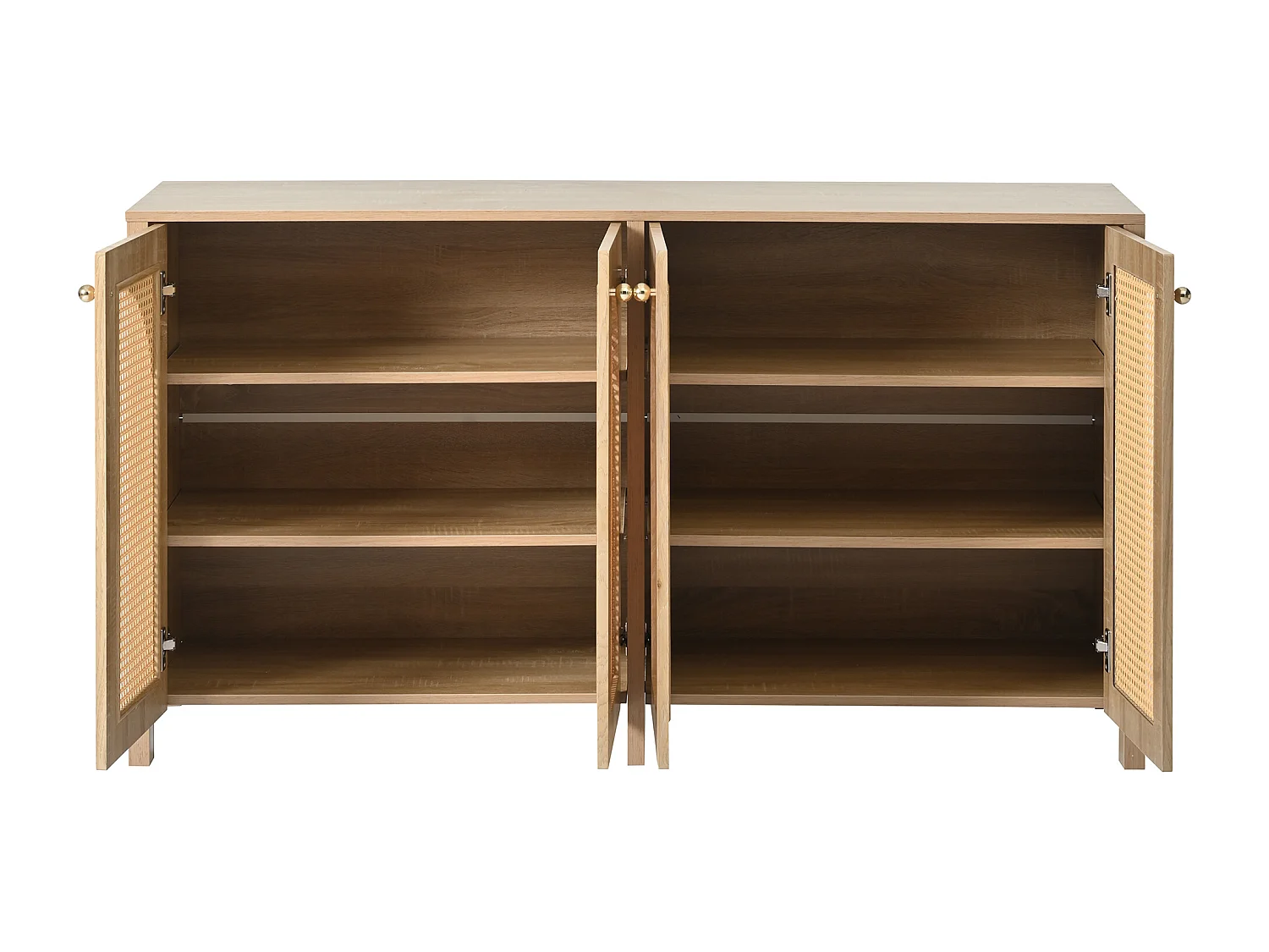 Modern dressoir met verstelbare planken - rotan deuren - MDF - Naturel
