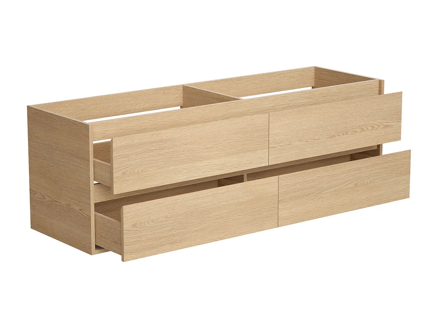 Hangmeubel voor badkamer met inbouwwastafel - Eikenfineer - 150 cm - MILIPAM