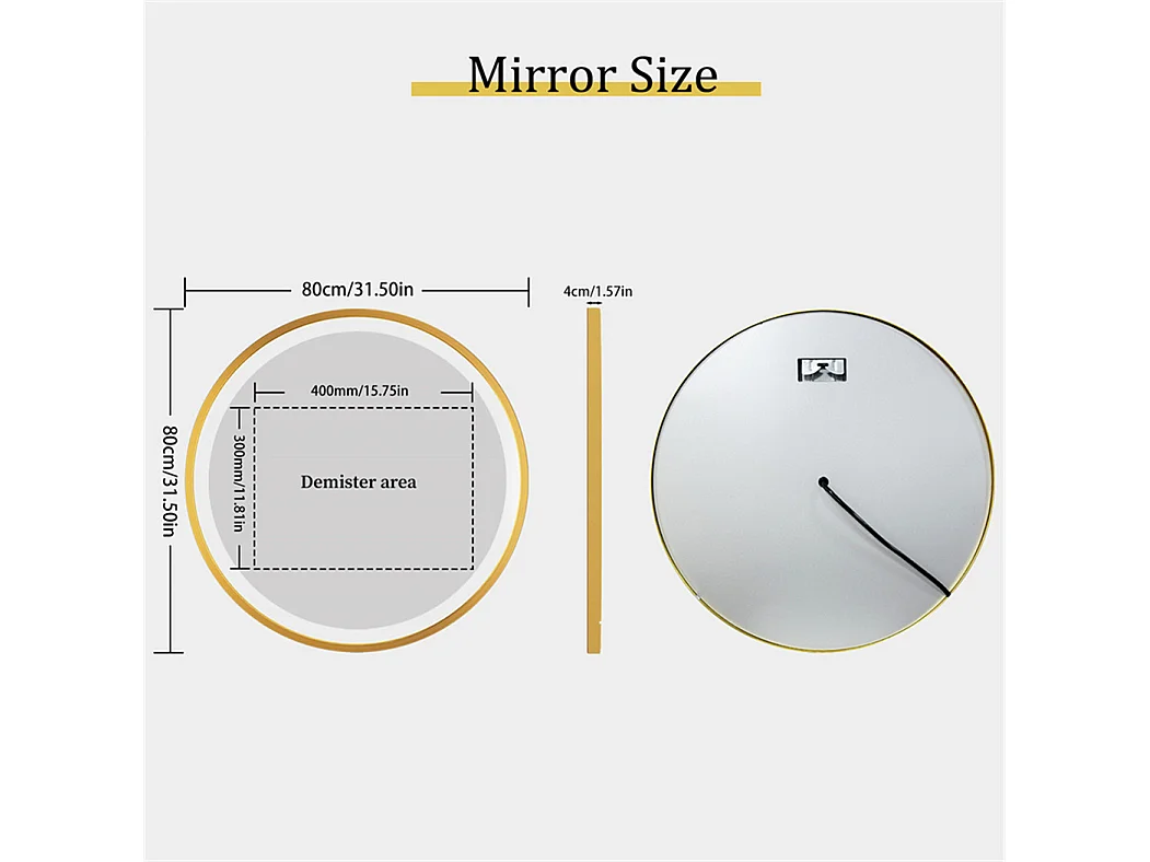 Grand miroir décoration rond miroirs muraux déco mirroir murales chambre design 80cm