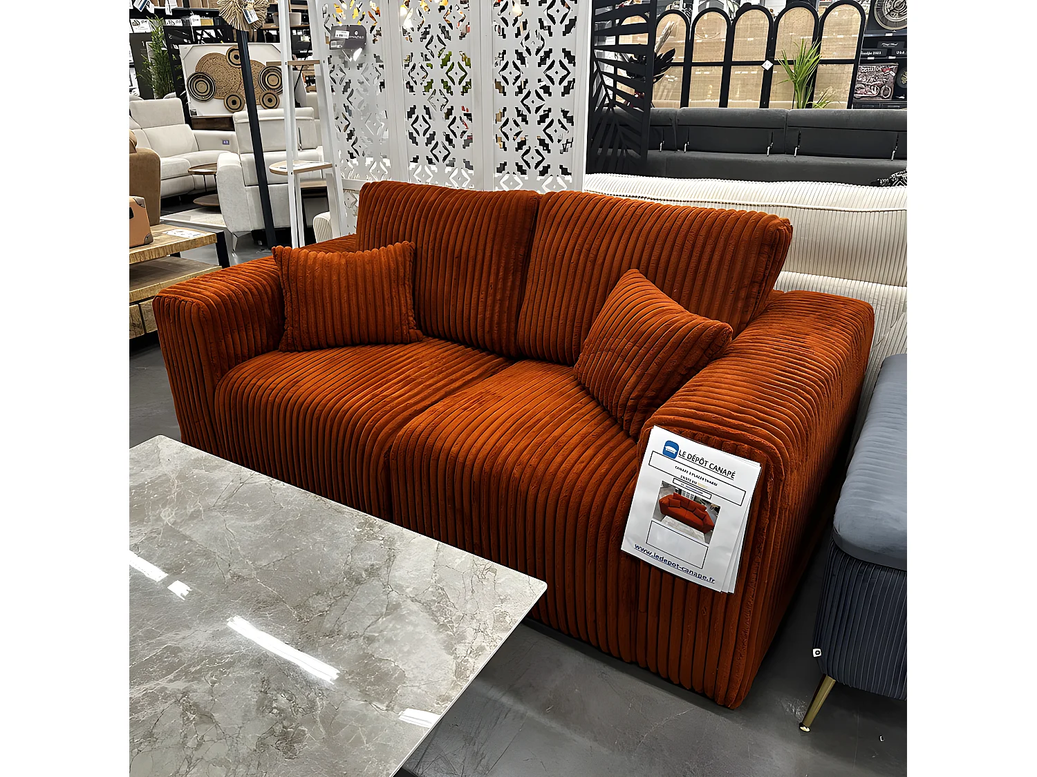 Canapé 2 places tissu côtelé Sharm ambre