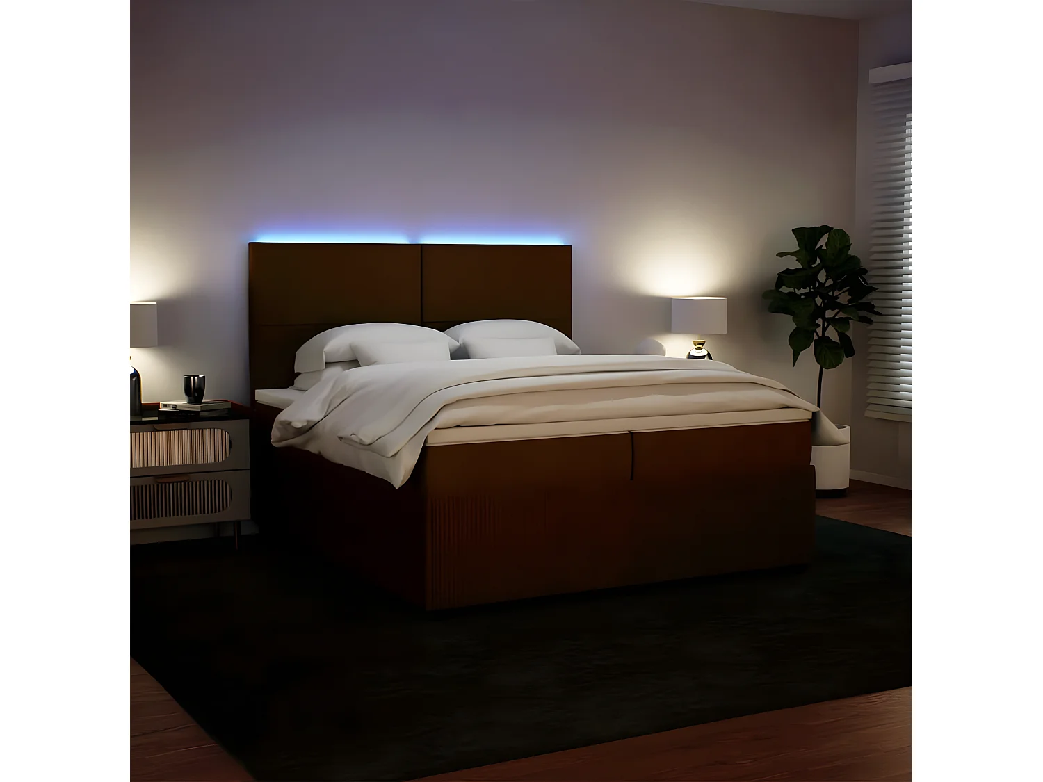 Sommier à lattes de lit avec matelas Rose 200x200 cm Velours