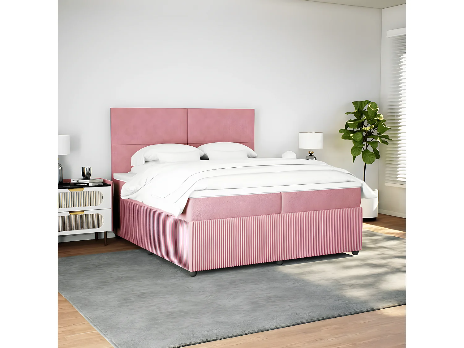 Sommier à lattes de lit avec matelas Rose 200x200 cm Velours
