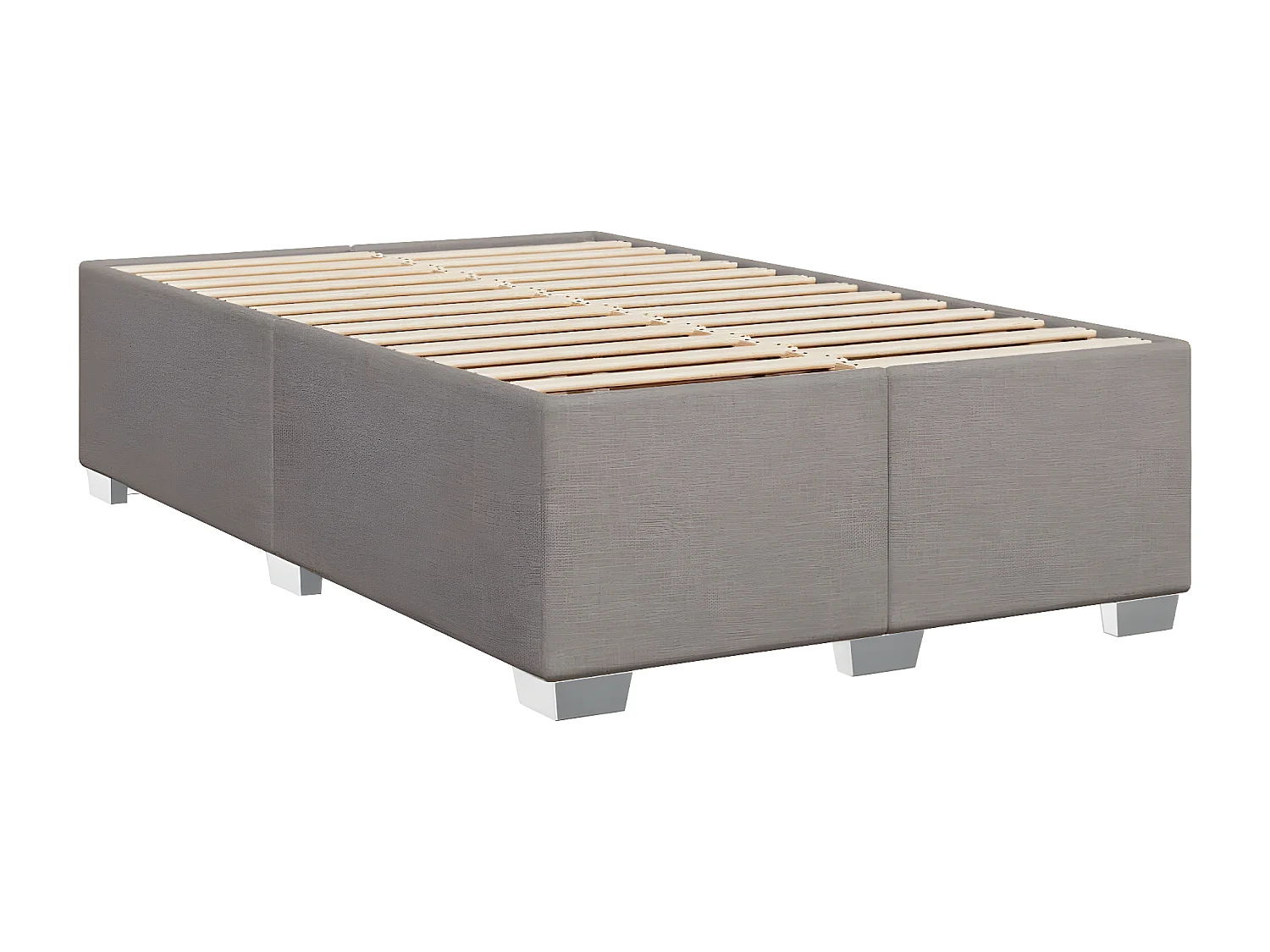 Cama box spring con colchón tela gris taupe 120x200 cm