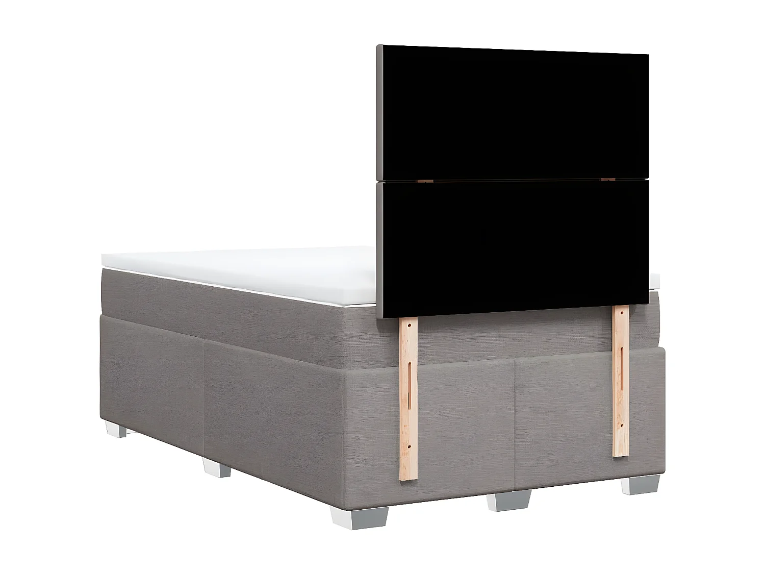 Cama box spring con colchón tela gris taupe 120x200 cm