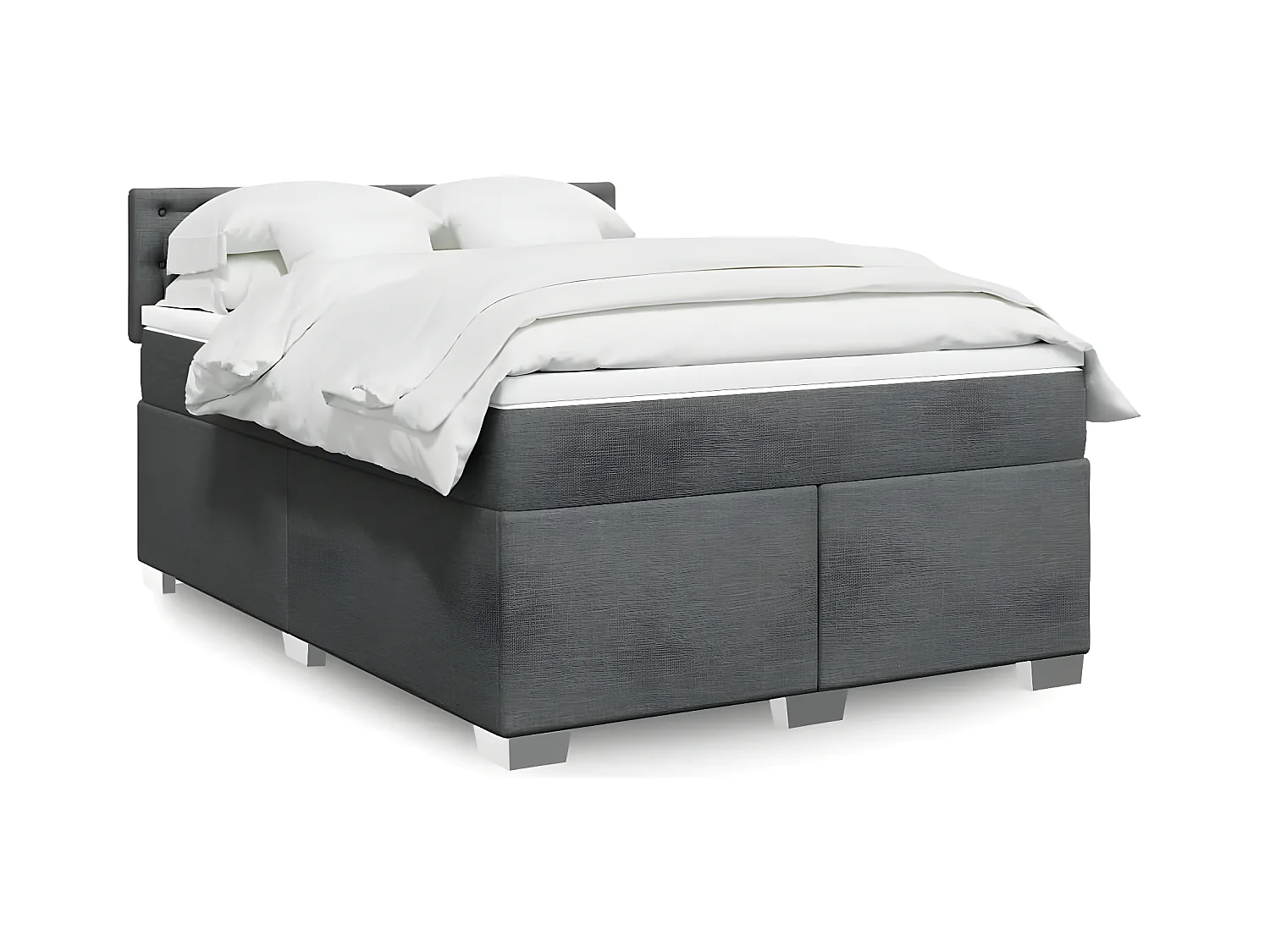 Sommier à lattes de lit avec matelas Gris foncé 140x200cm Tissu