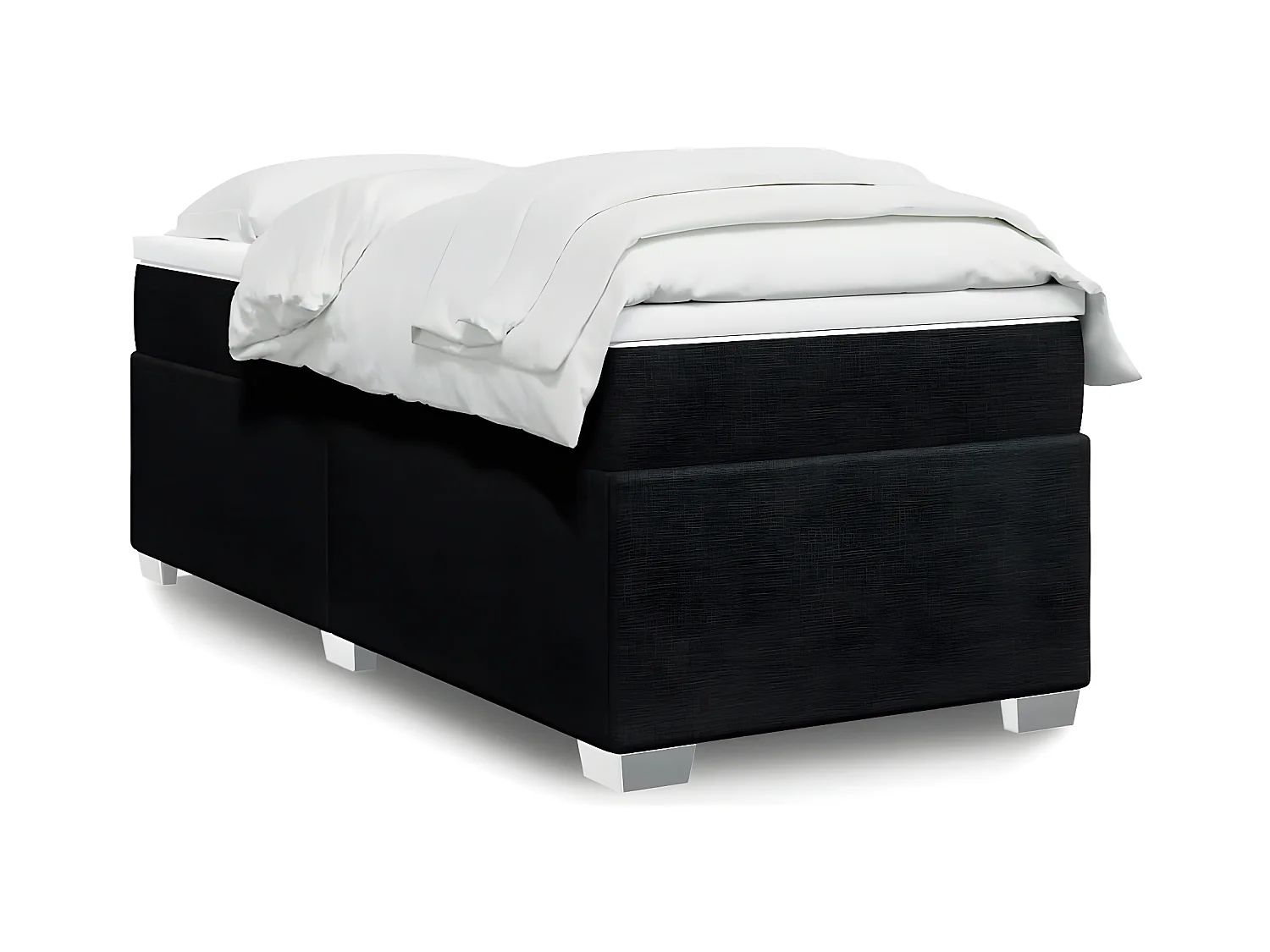 Cama box spring con colchón tela negro 90x200 cm