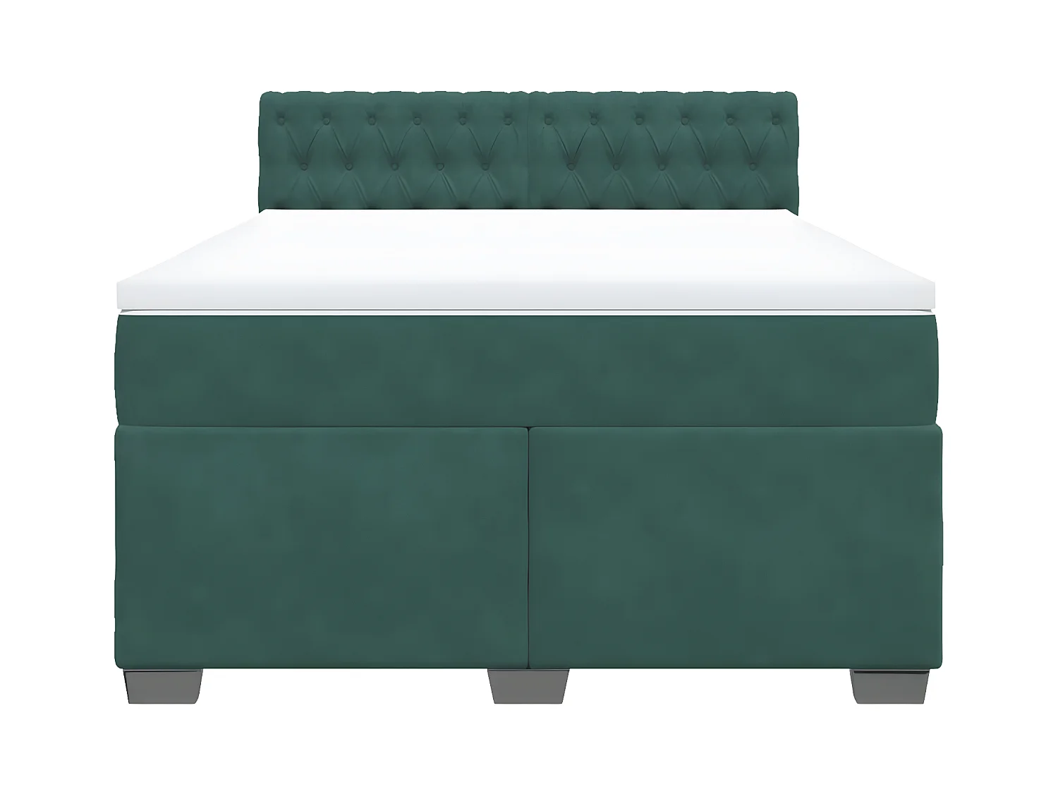 Cama box spring con colchón terciopelo verde oscuro 140x200 cm