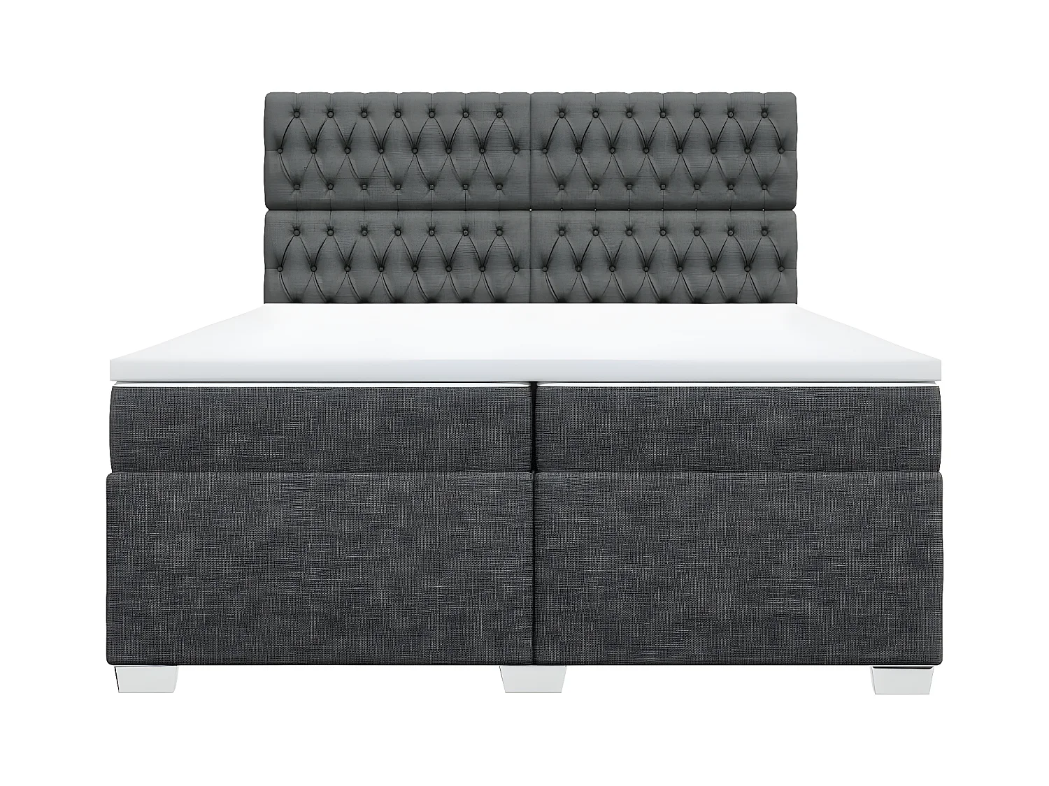Cama box spring con colchón tela gris oscuro 200x200 cm