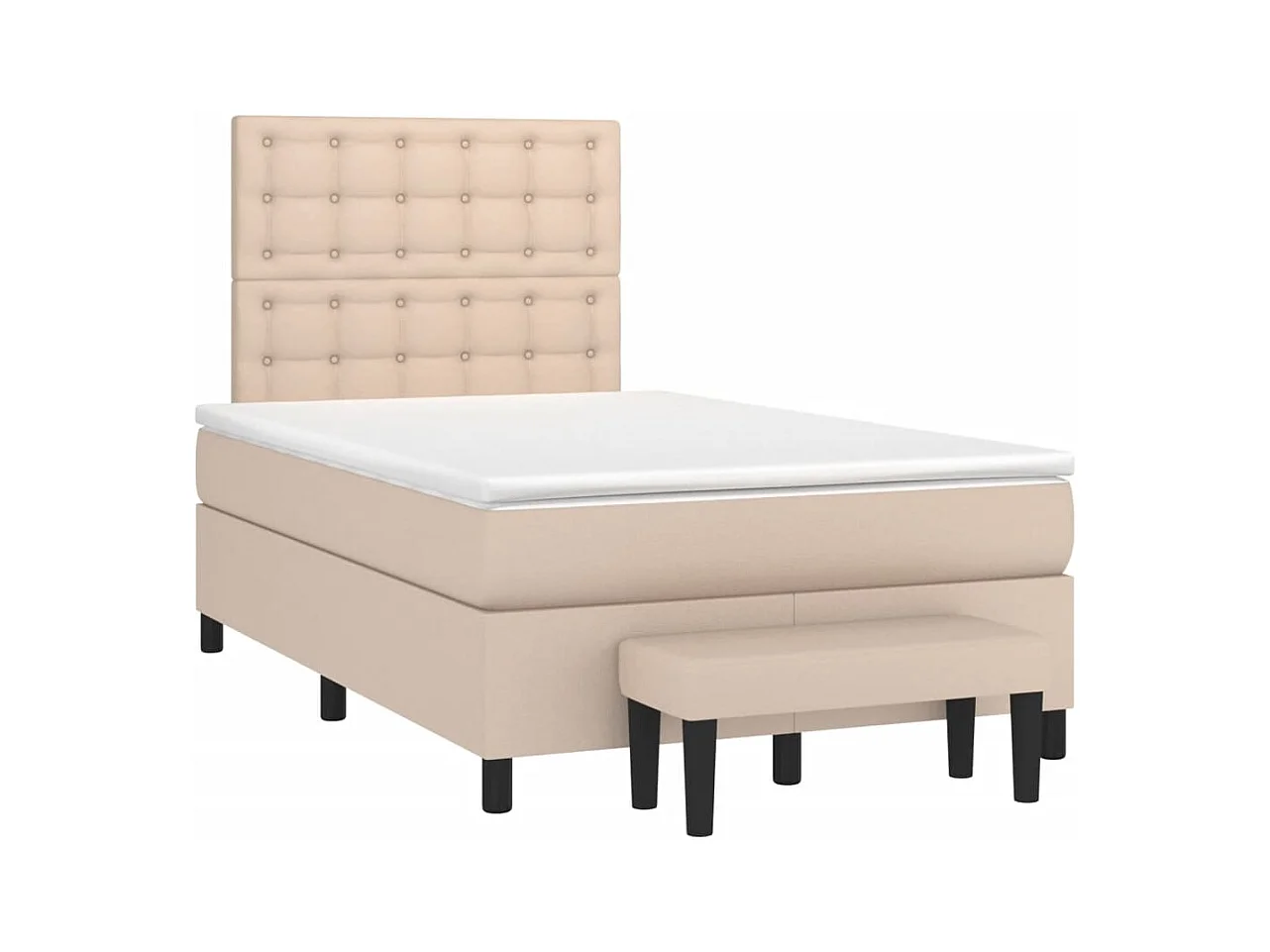 Cama box spring con colchón cuero sintético capuchino 120x190cm