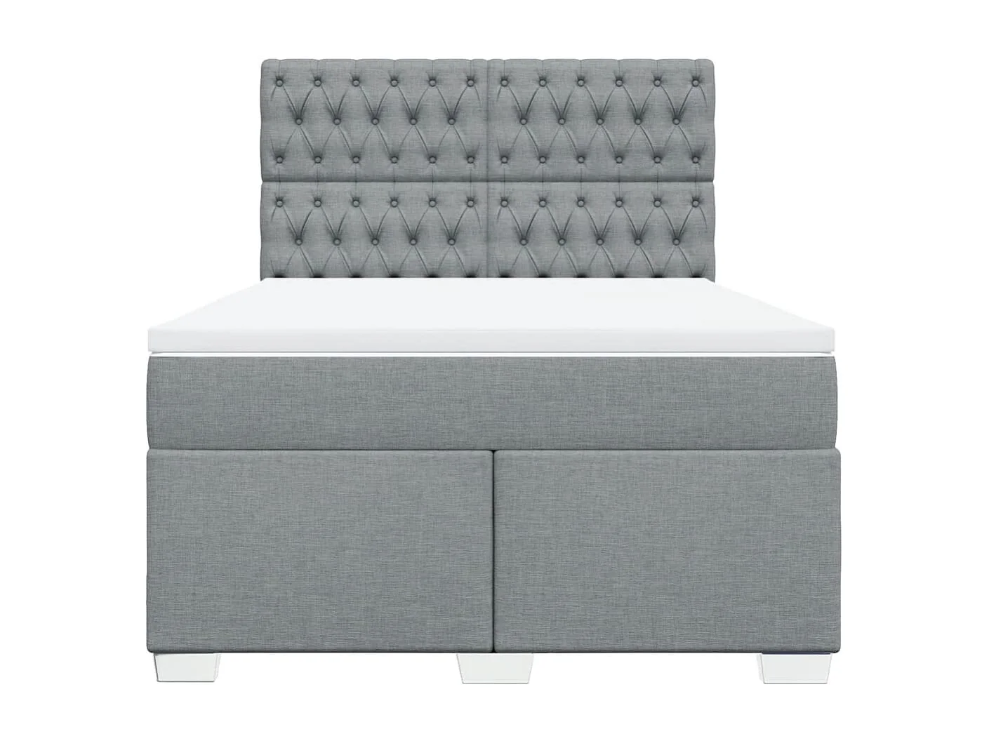 Cama box spring con colchón tela gris claro 140x190 cm