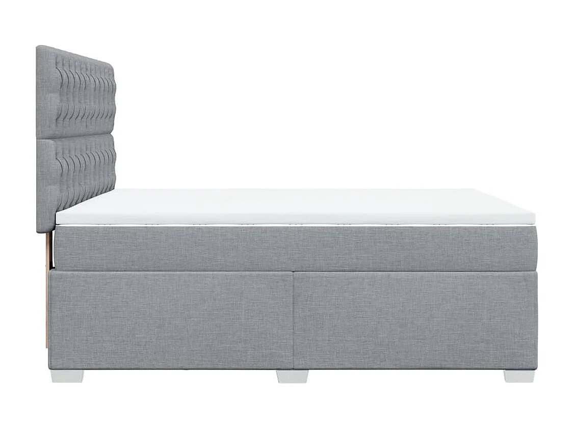 Cama box spring con colchón tela gris claro 140x190 cm