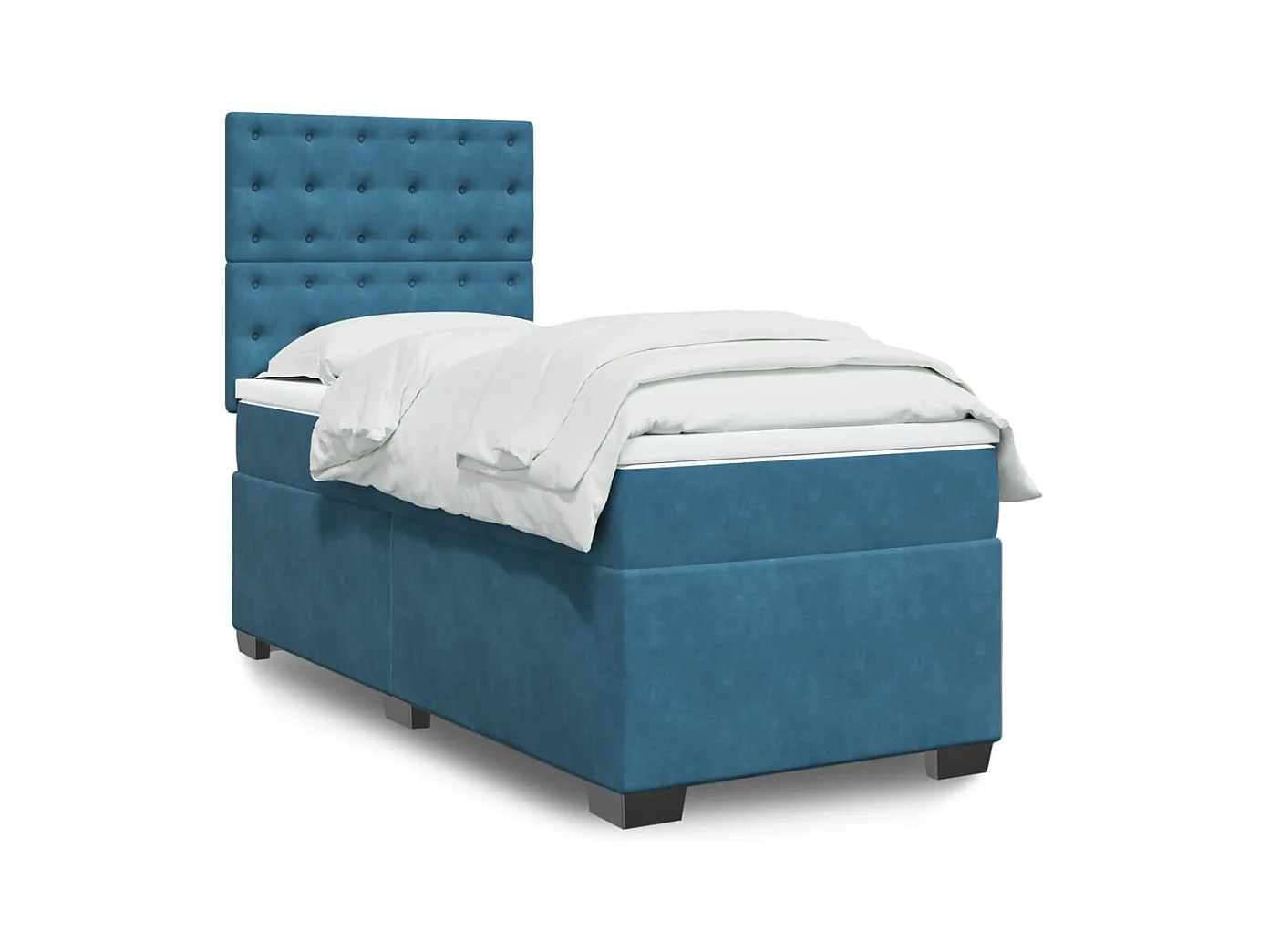 Sommier à lattes de lit avec matelas bleu 90x200 cm velours