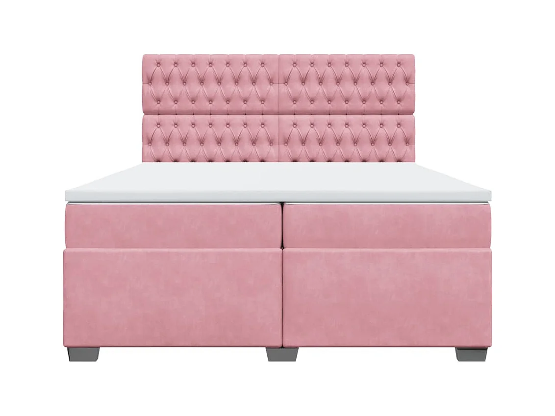 Cama box spring con colchón terciopelo rosa 200x200 cm