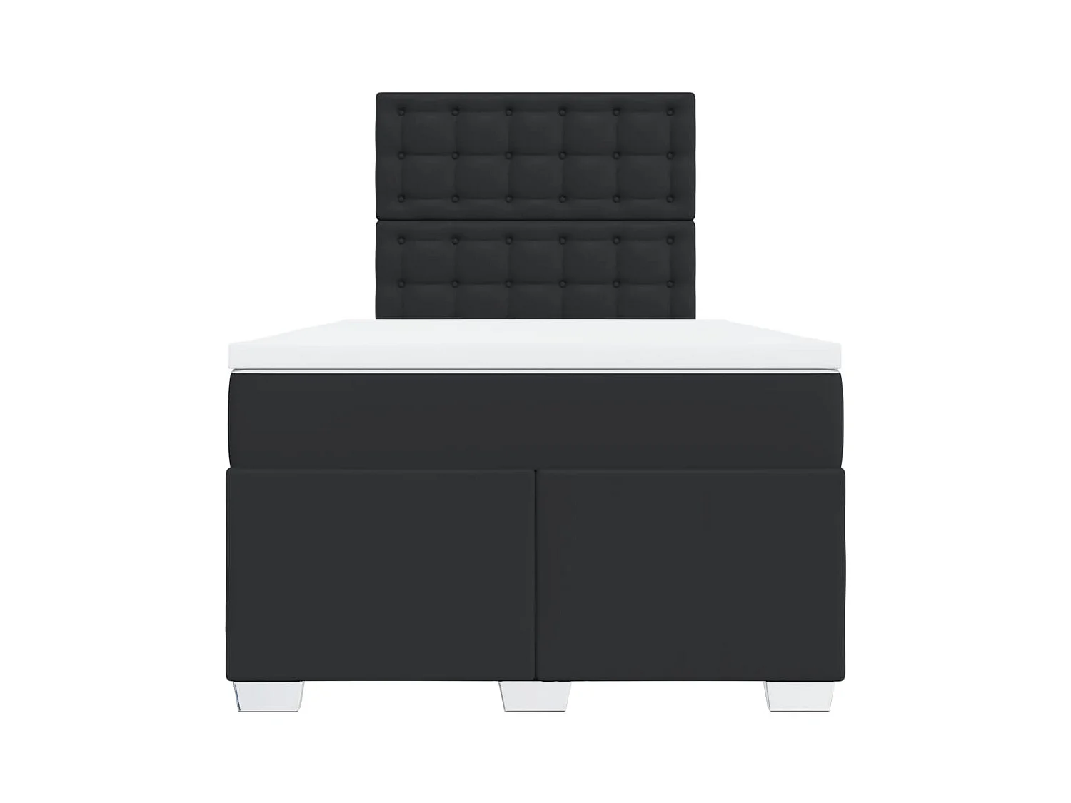 Cama box spring con colchón cuero sintético negro 120x190 cm
