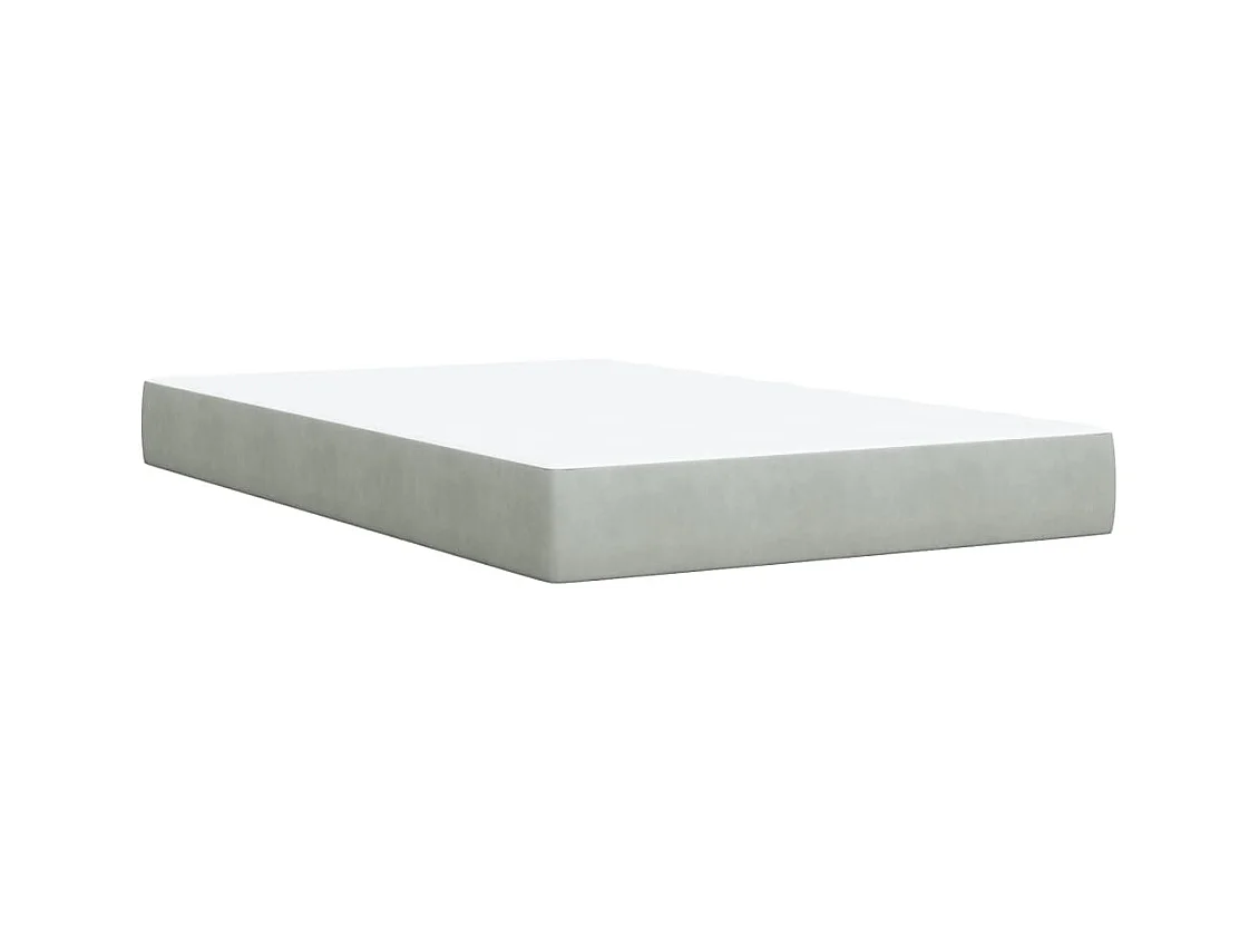 Cama box spring con colchón terciopelo gris claro 120x200 cm