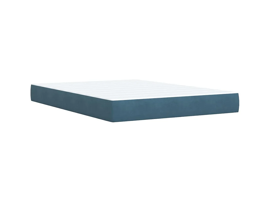 Cama box spring con colchón terciopelo azul 160x200 cm