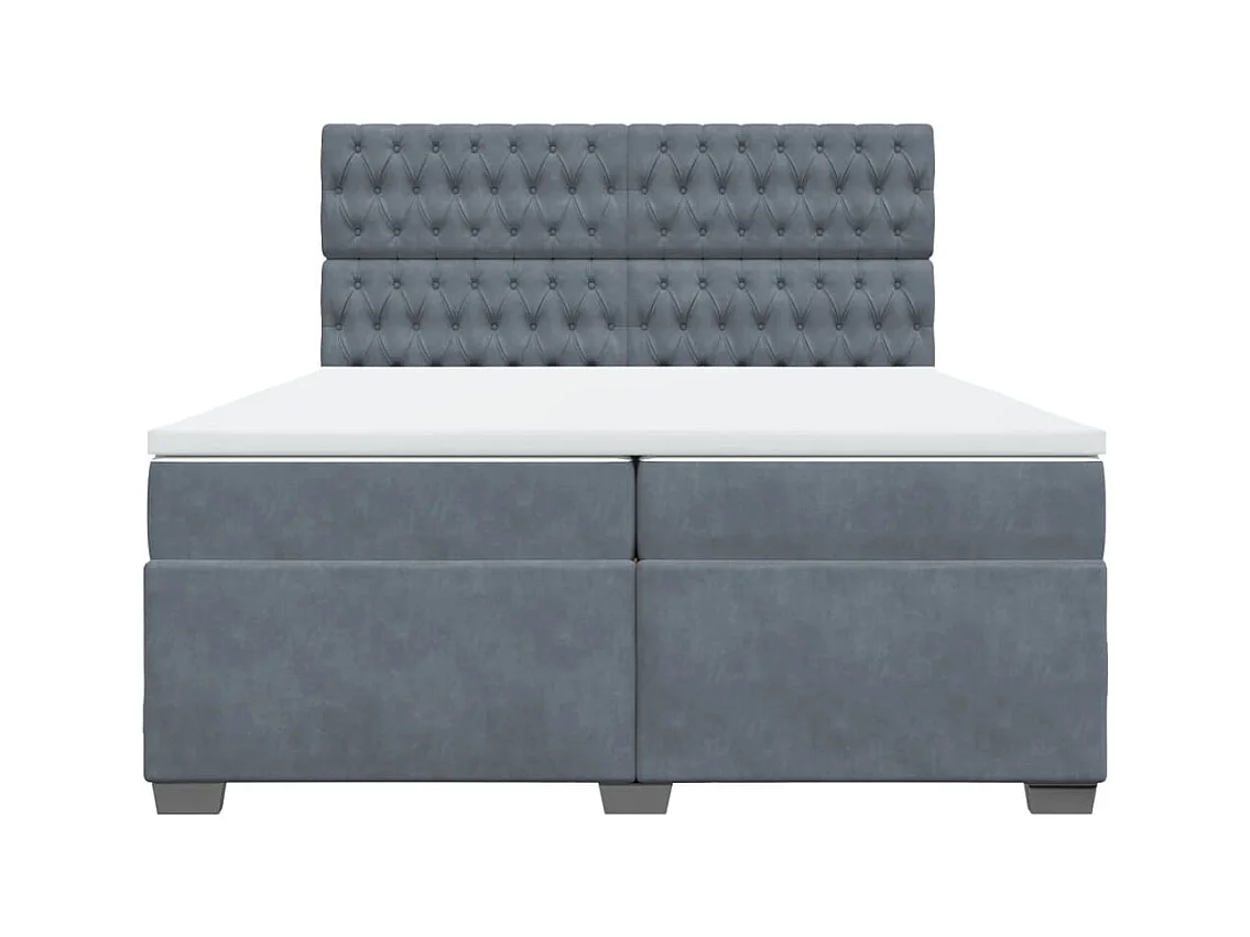 Cama box spring con colchón terciopelo gris oscuro 200x200 cm