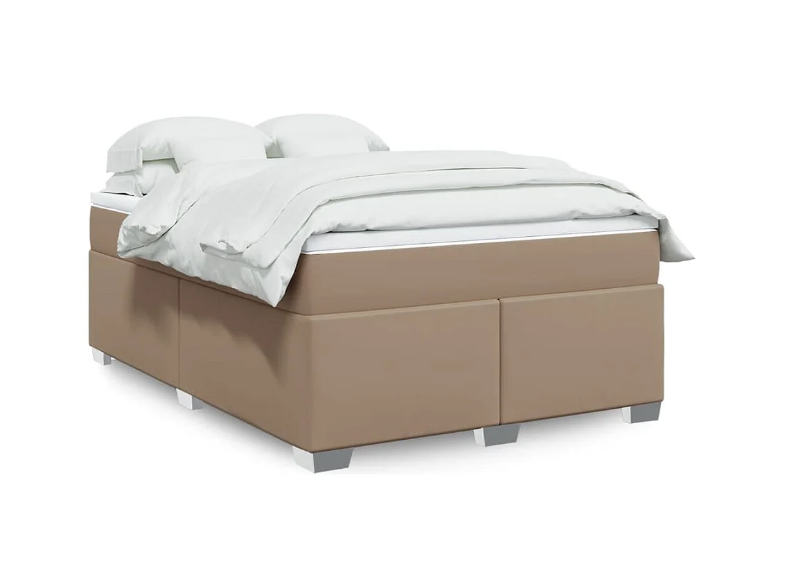 Cama box spring con colchón cuero sintético capuchino 160x200cm