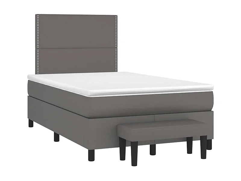 Cama boxspring com colchão 120x190 cm couro artificial cinzento