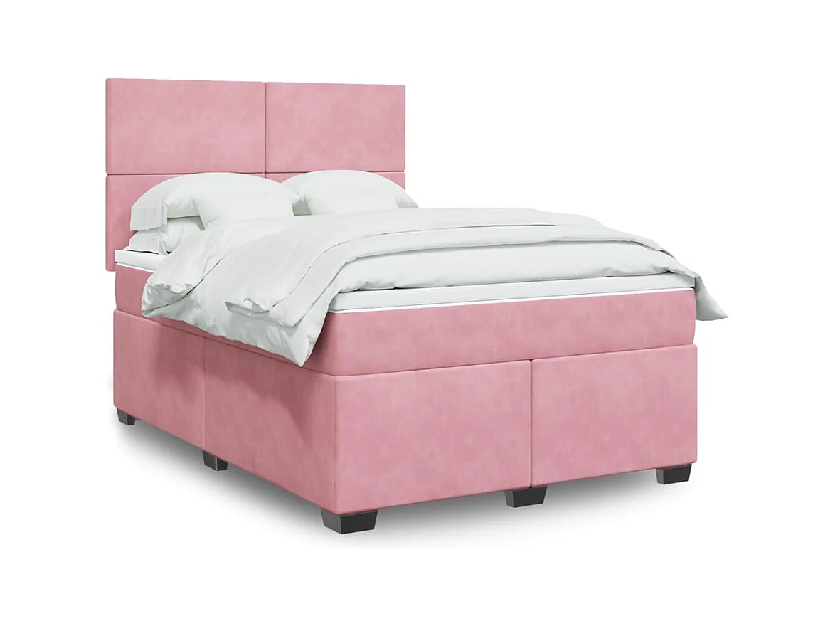 Cama com molas/colchão 140x190 cm veludo rosa