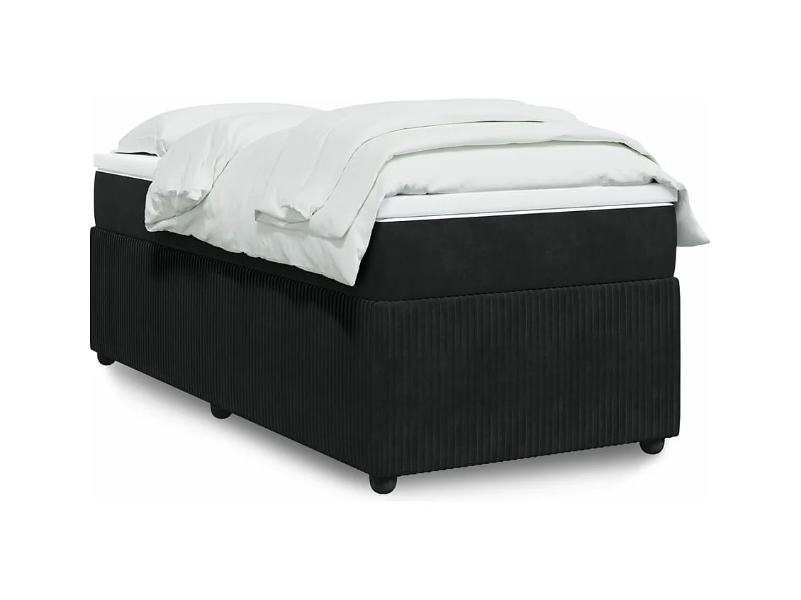Cama box spring con colchón terciopelo negro 80x200 cm