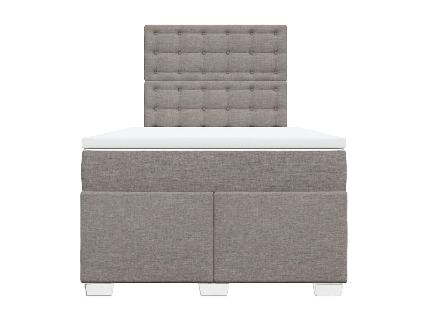 Cama box spring con colchón tela gris taupe 120x200 cm