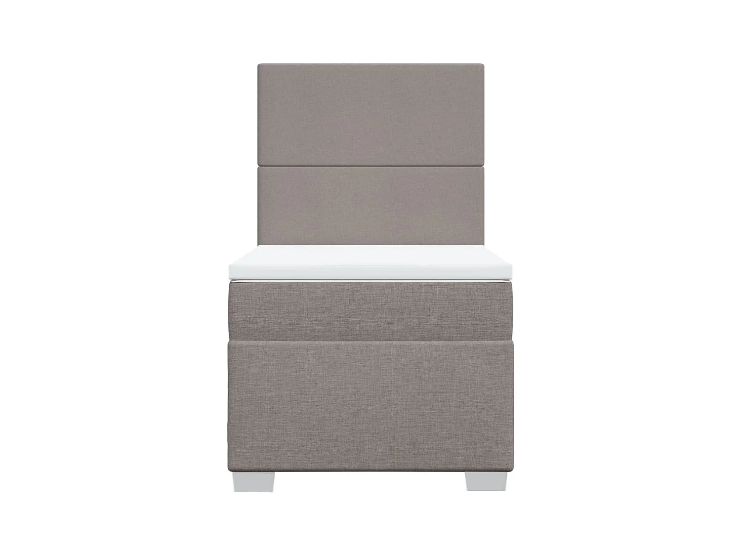 Cama box spring con colchón tela gris taupe 90x190 cm