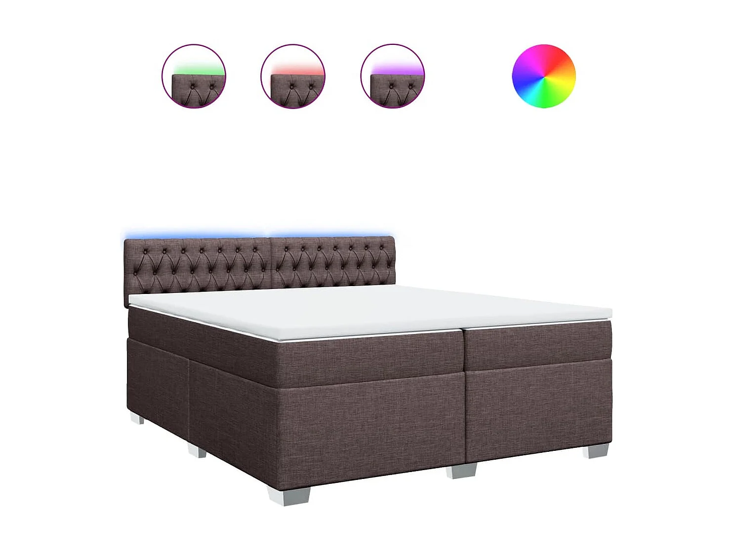 Cama box spring con colchón tela marrón oscuro 200x200 cm