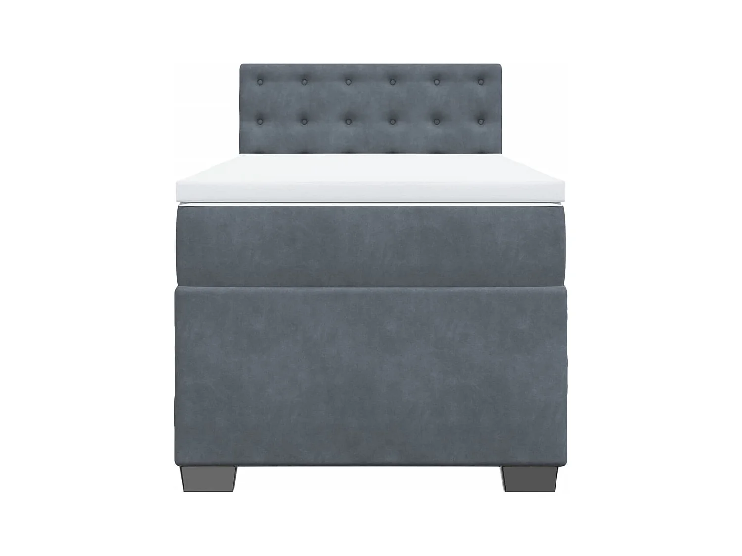 Cama box spring con colchón terciopelo gris oscuro 80x200 cm
