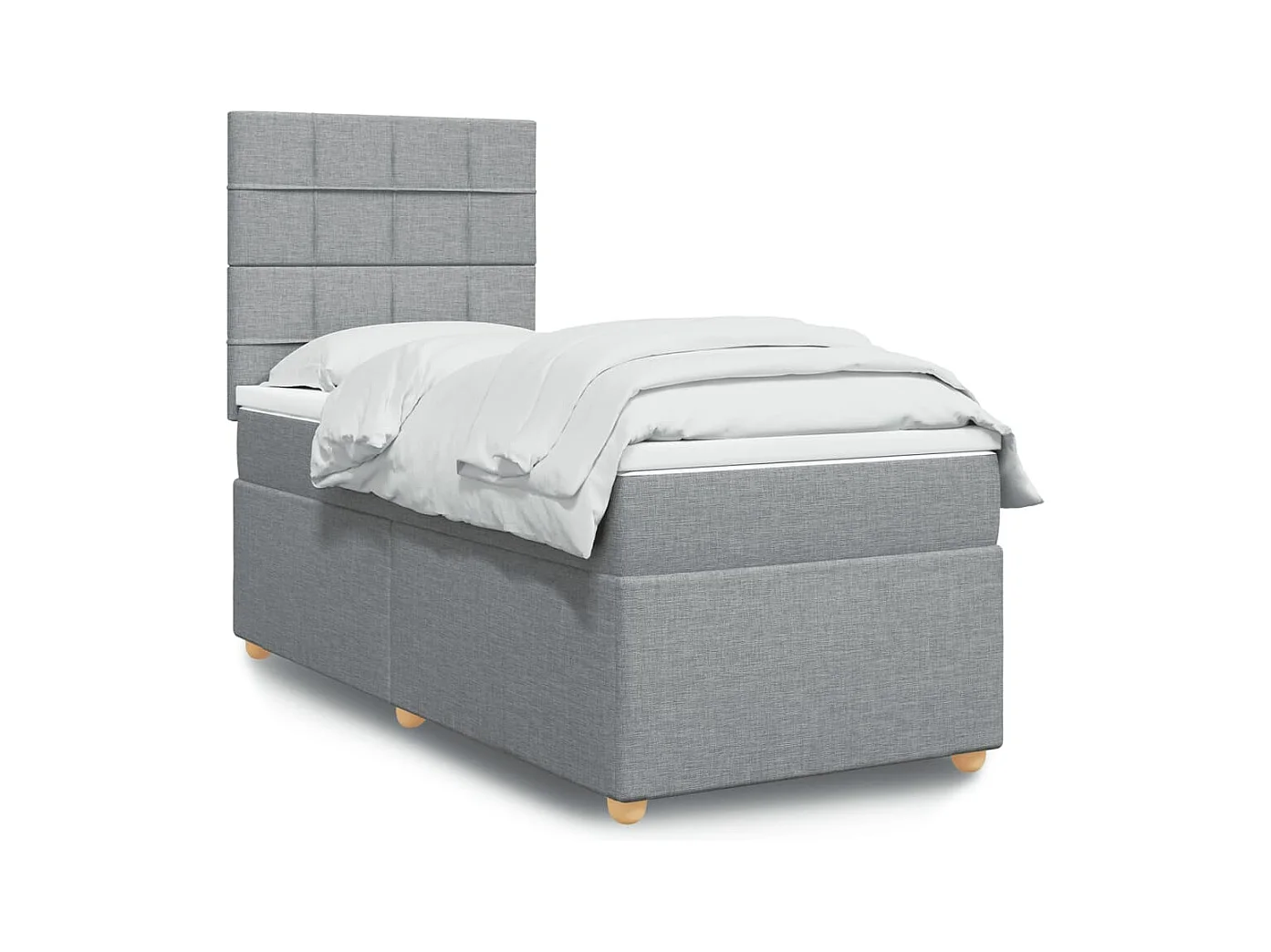 Cama box spring con colchón tela gris claro 80x200 cm