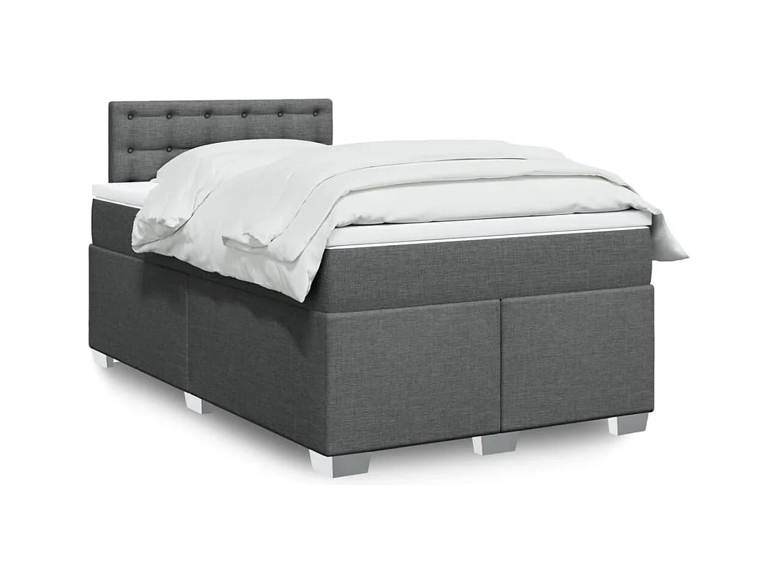 Cama box spring con colchón tela gris oscuro 120x200 cm