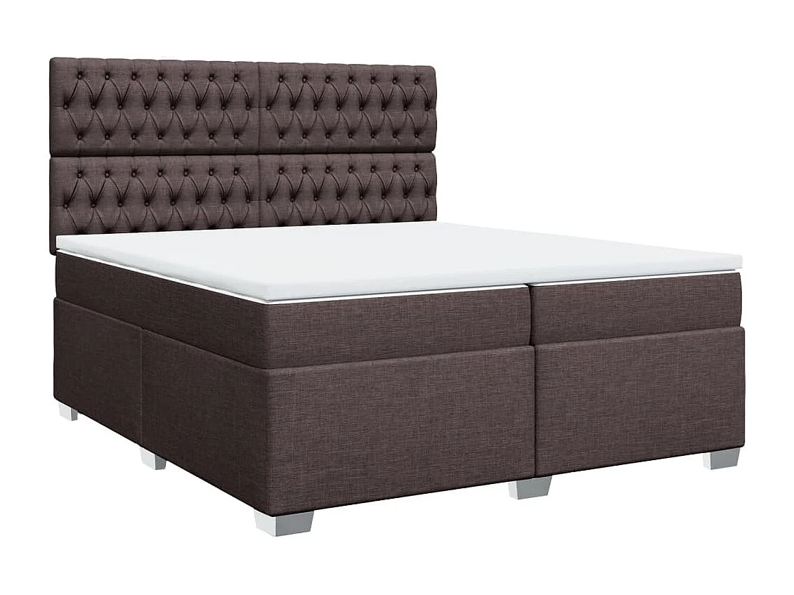 Cama box spring con colchón tela marrón oscuro 200x200 cm