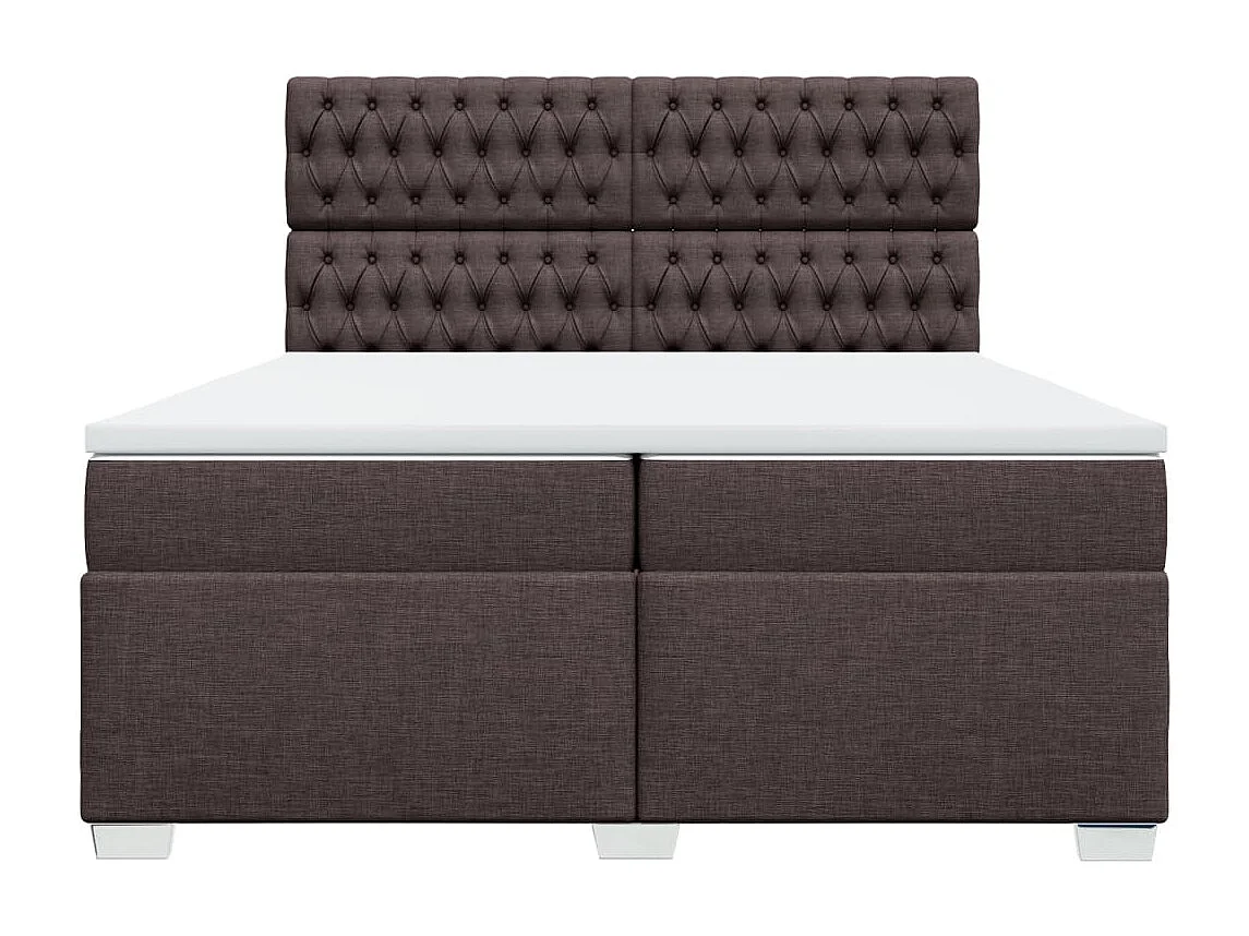 Cama box spring con colchón tela marrón oscuro 200x200 cm